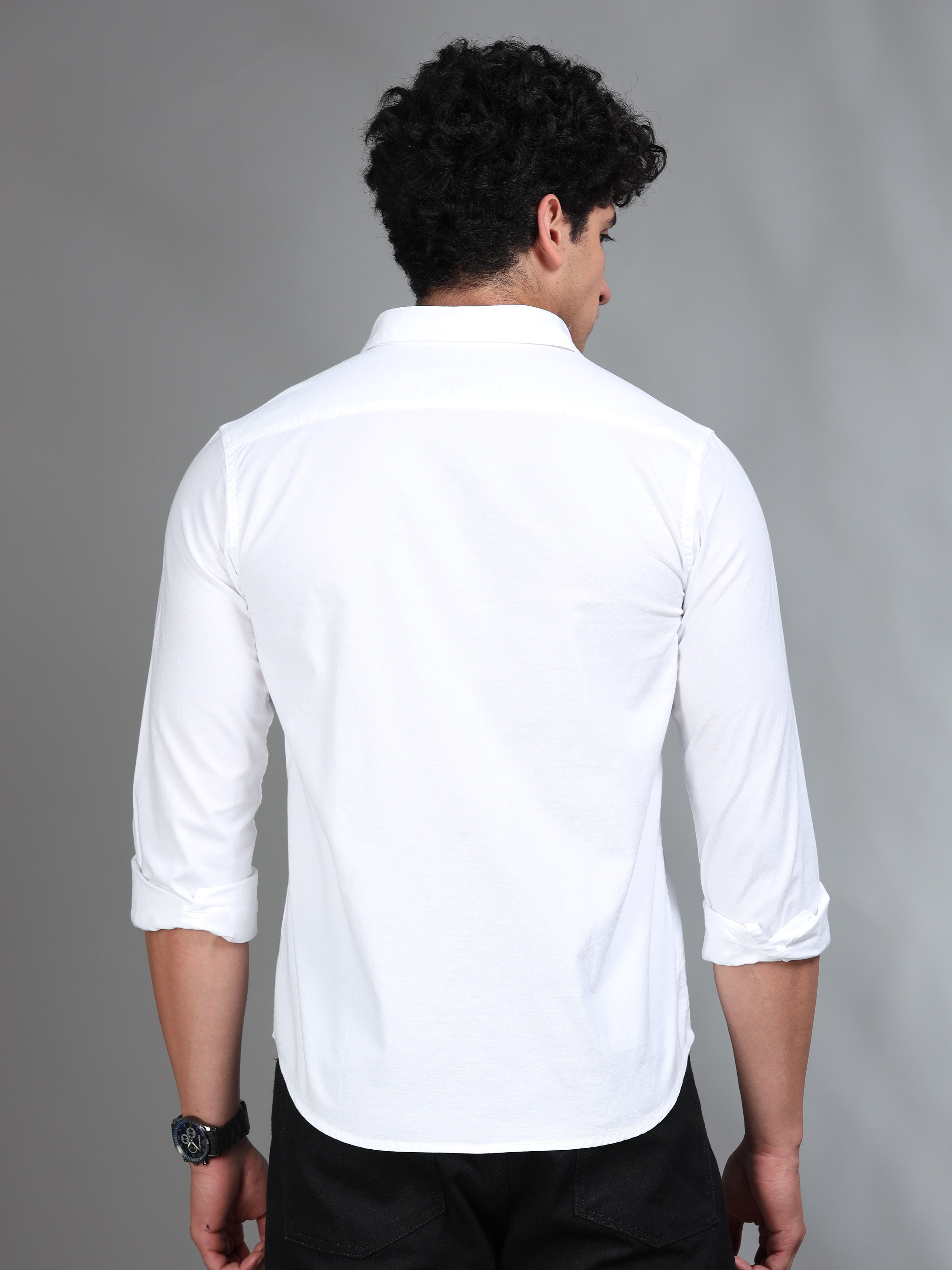 MEN'S WHITE SOLID SLIM FIT SHIRT