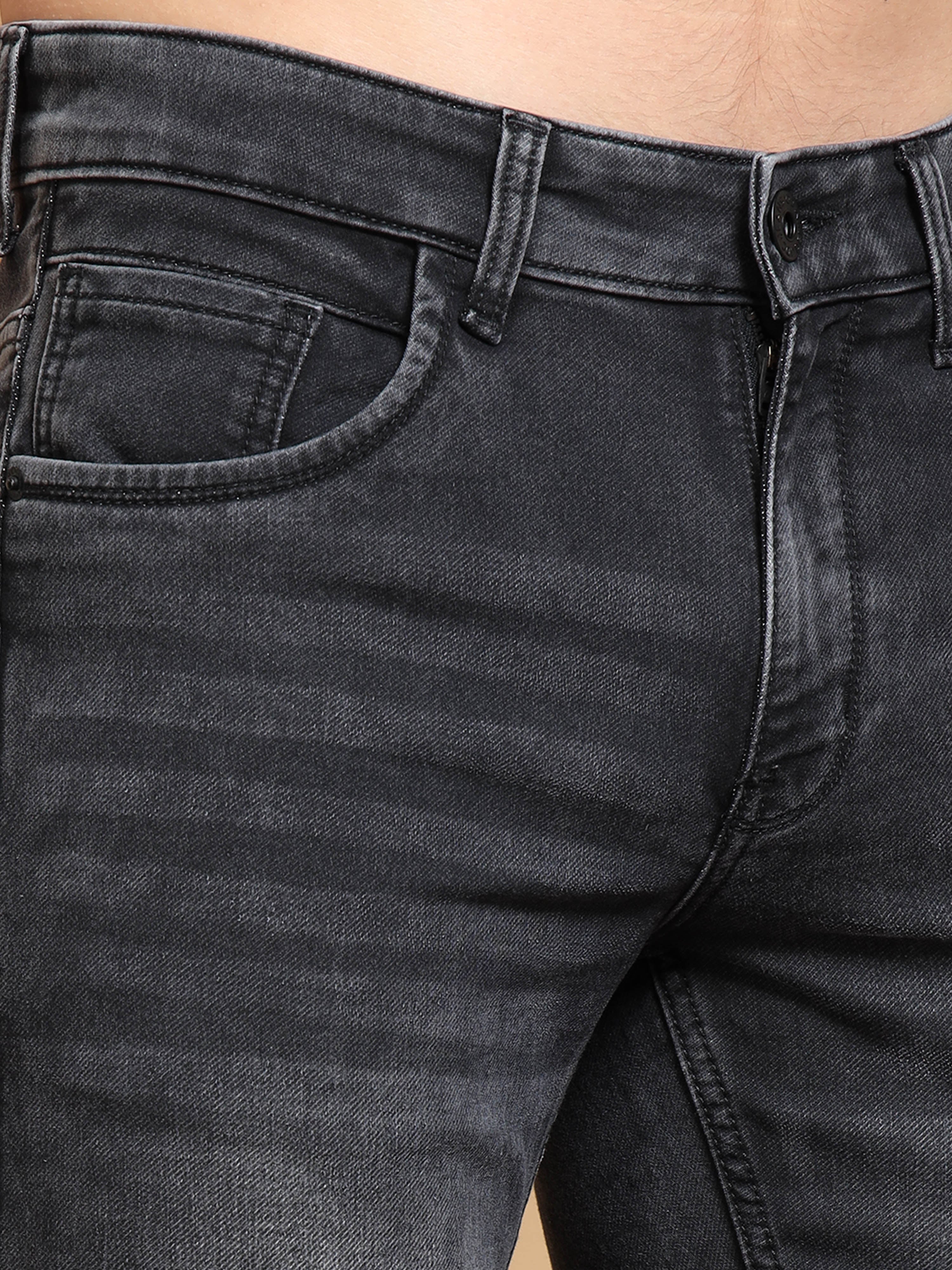 MEN'S BLACK SOLID SLIM FIT JEANS
