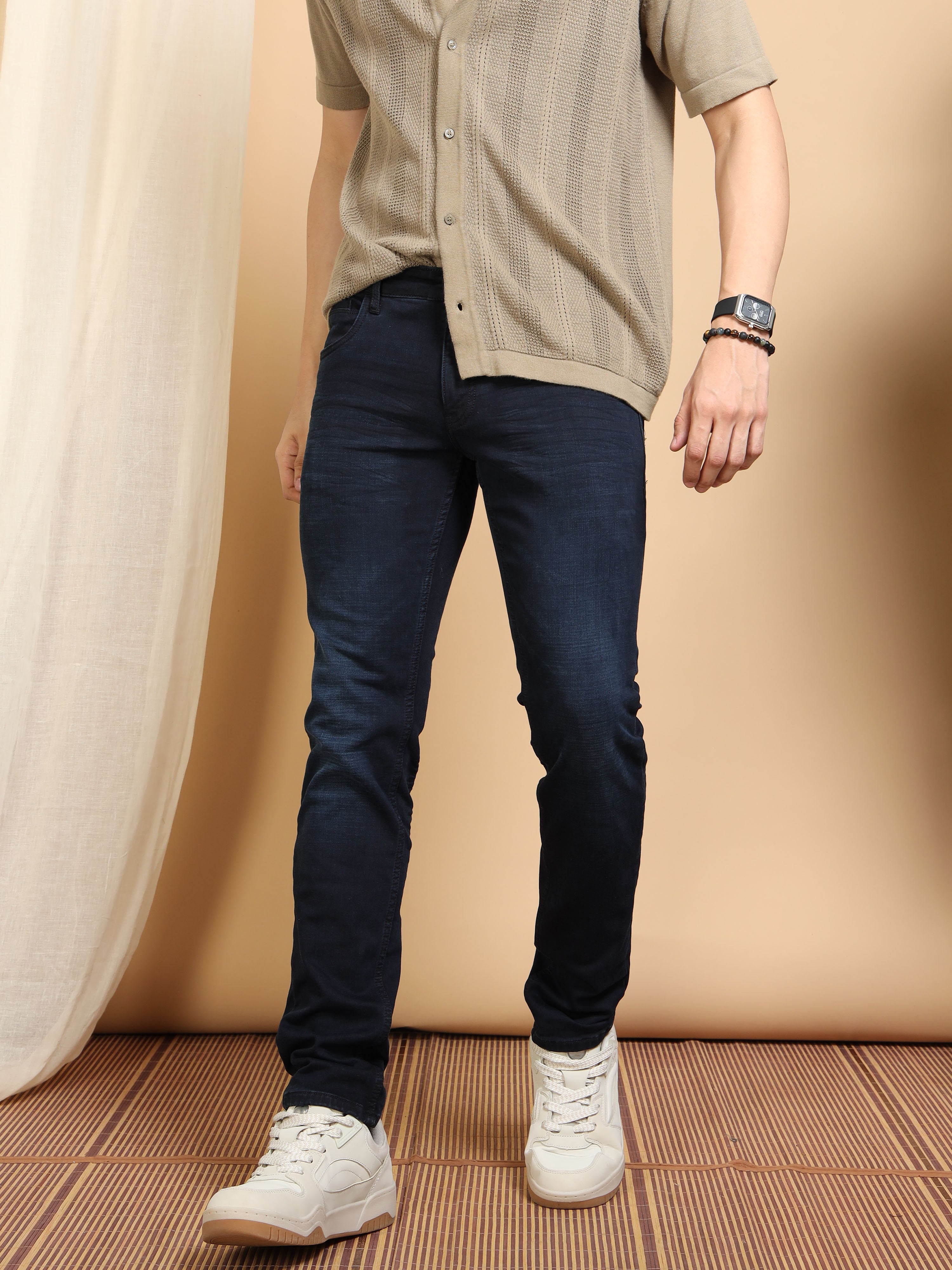 MEN'S DK.NAVY SOLID SLIM FIT JEANS