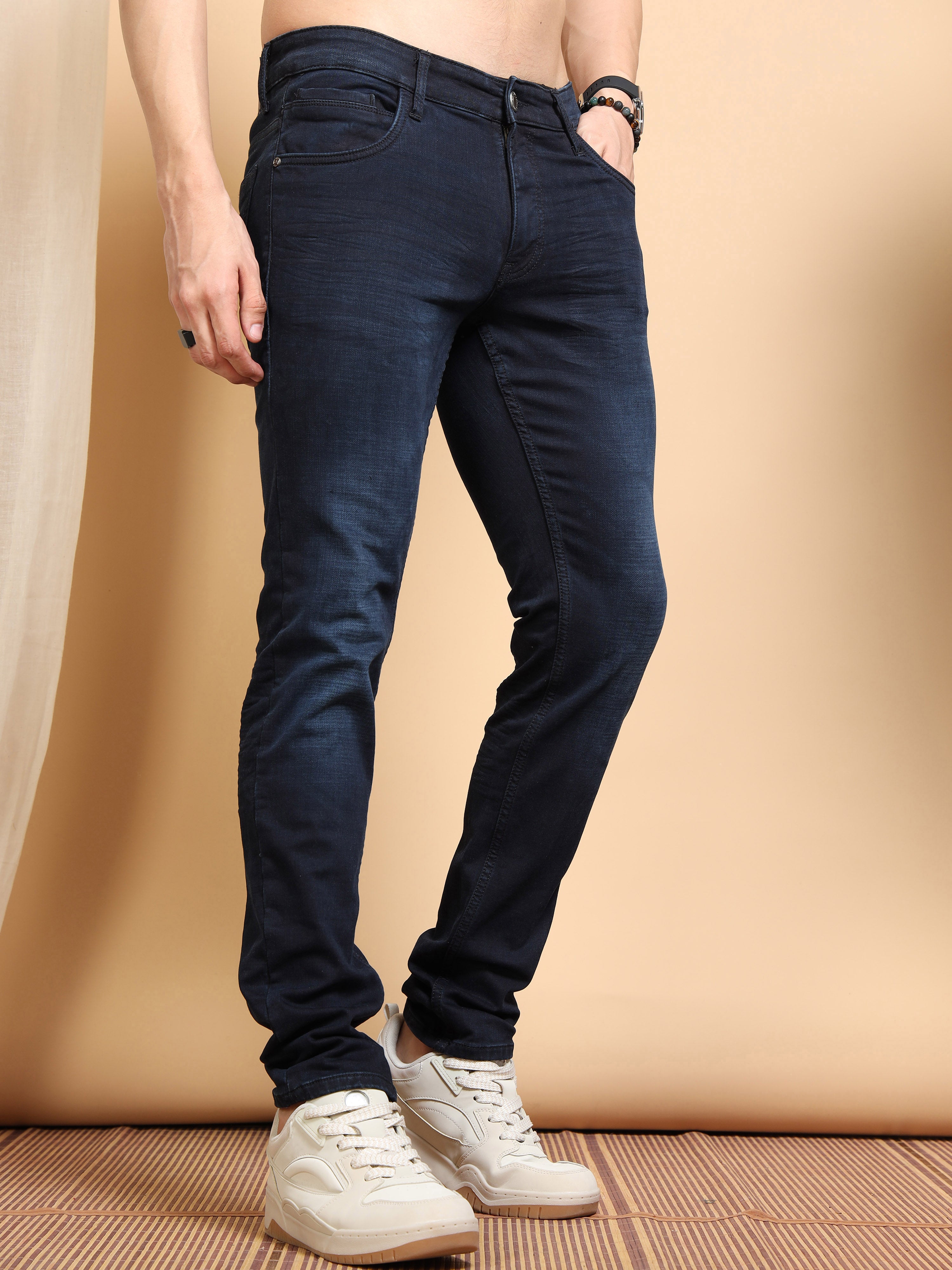 MEN'S DK.NAVY SOLID SLIM FIT JEANS