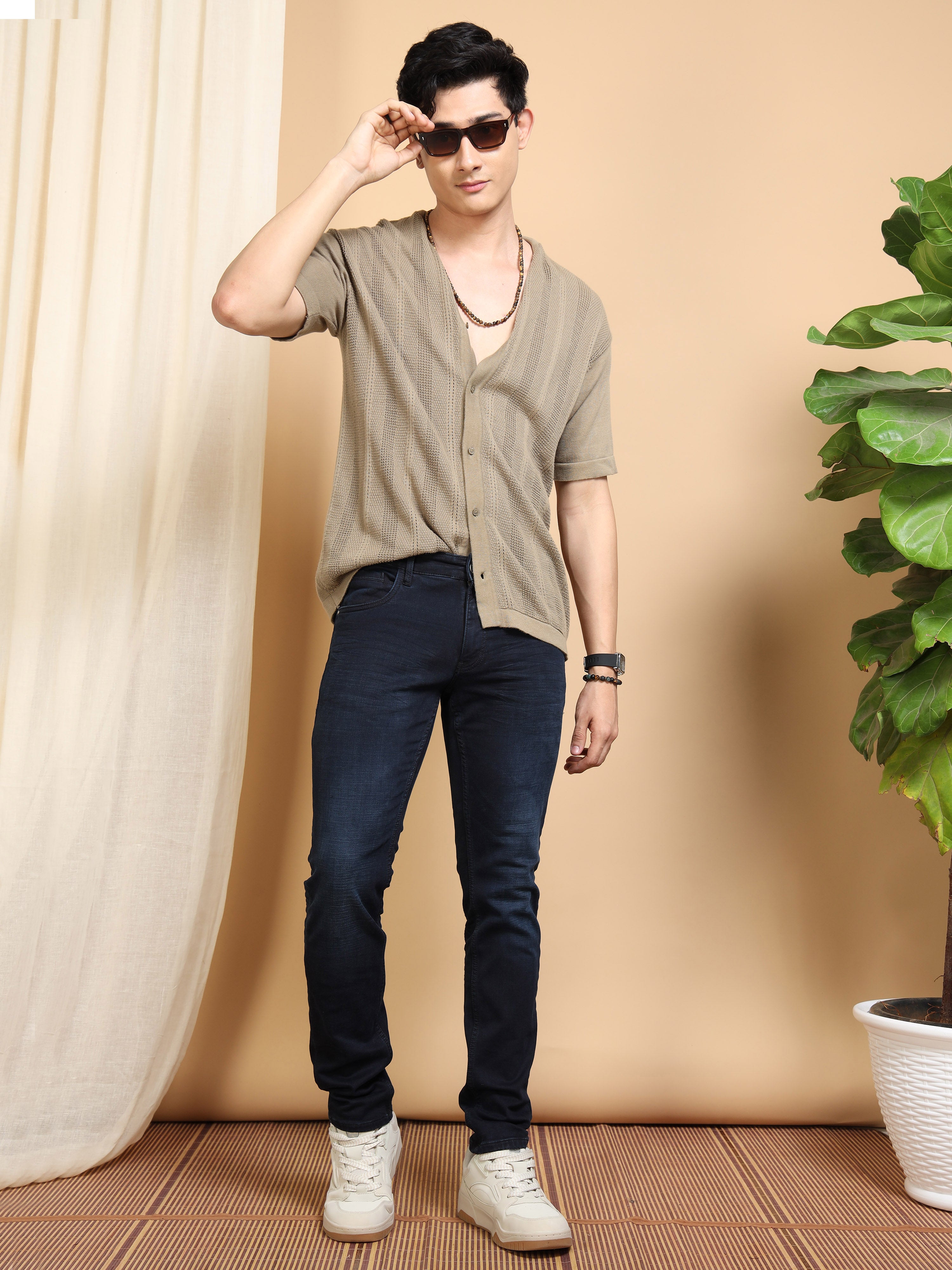 MEN'S DK.NAVY SOLID SLIM FIT JEANS