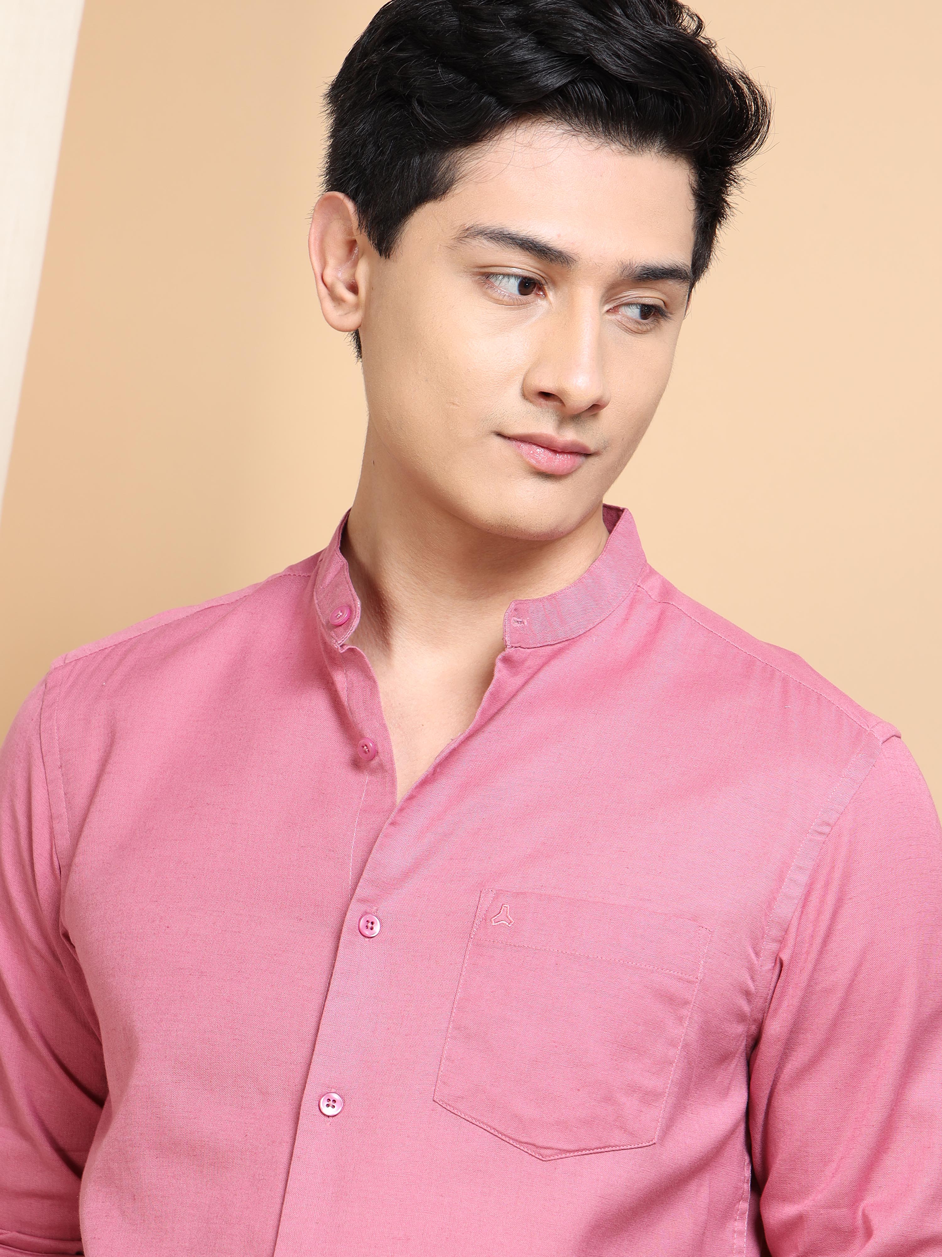 MEN'S TERRACOTA SOLID SLIM FIT SHIRT