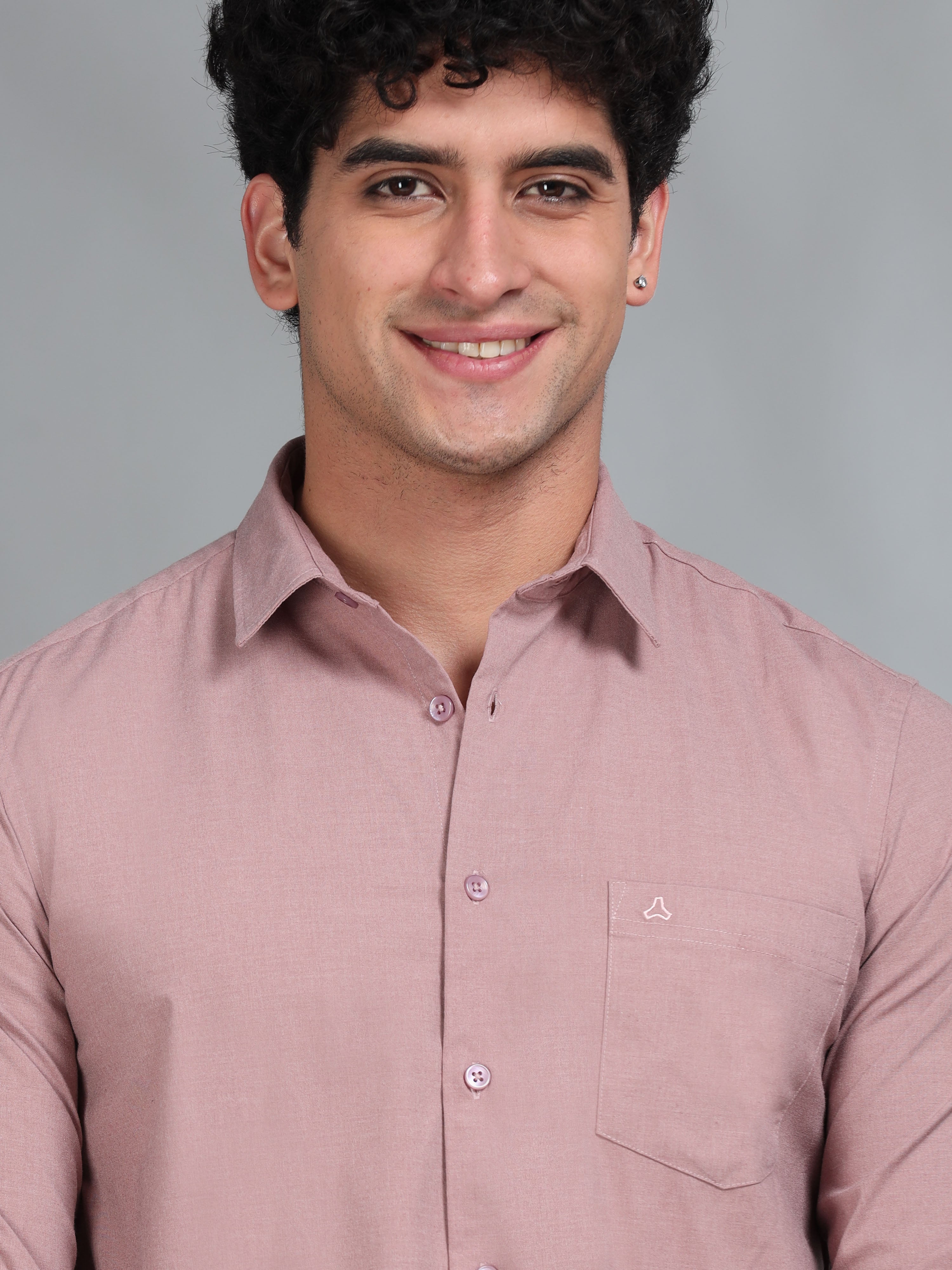 MEN'S LT.MAROON SOLID SLIM FIT SHIRT