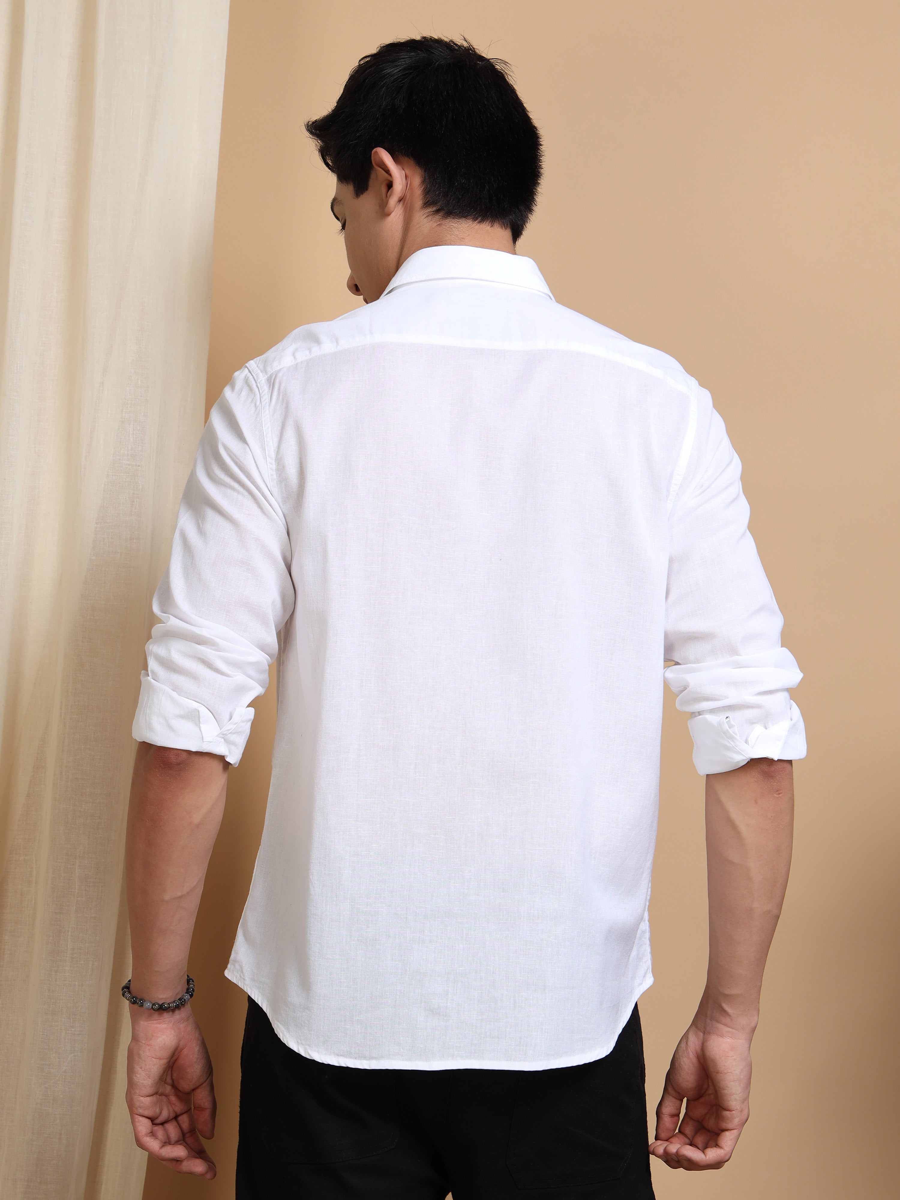 MEN'S WHITE SOLID SLIM FIT SHIRT