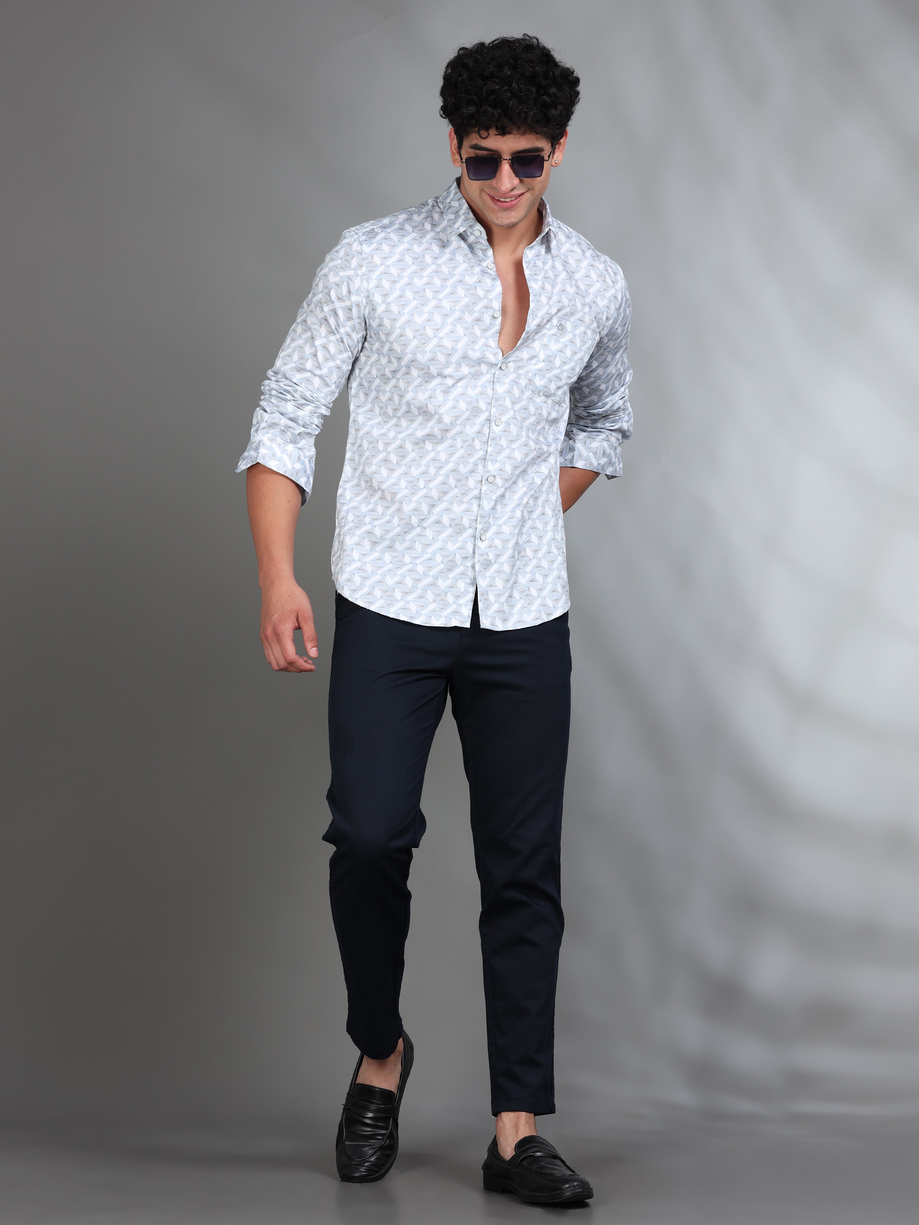 MEN'S BLUE PRINT SLIM FIT SHIRT