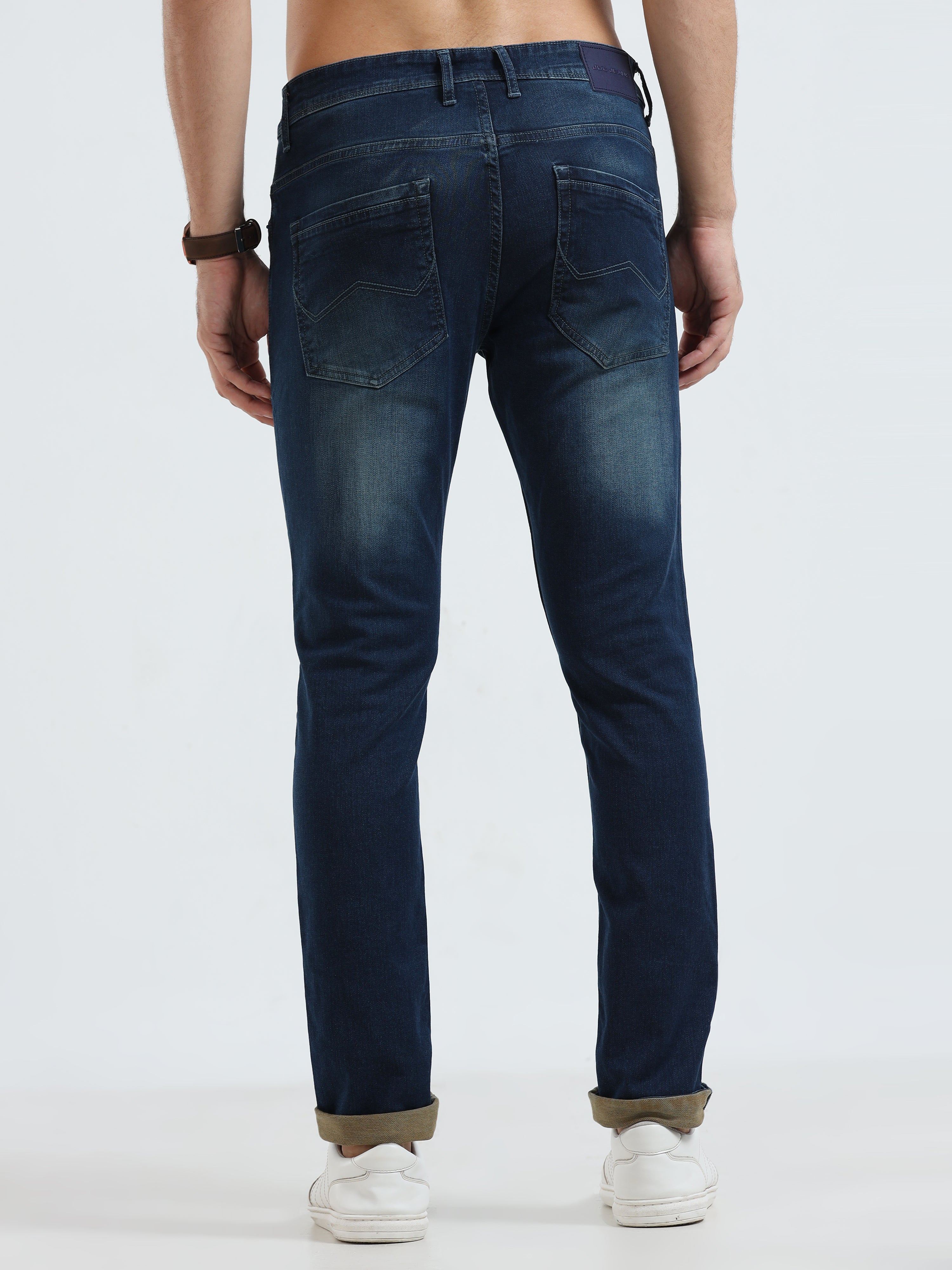 MEN'S BLUE SOLID SLIM FIT JEANS
