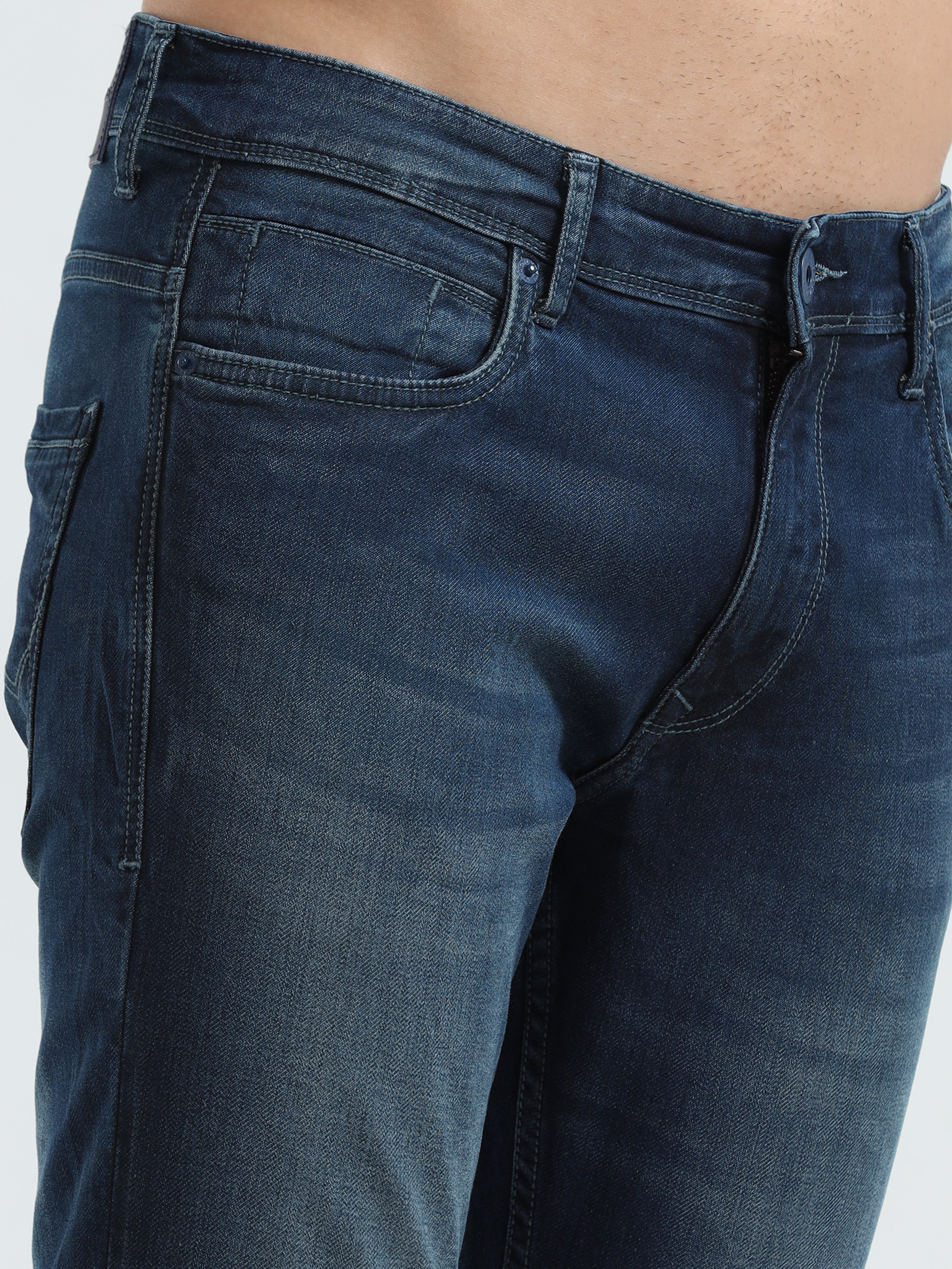 MEN'S BLUE SOLID SLIM FIT JEANS