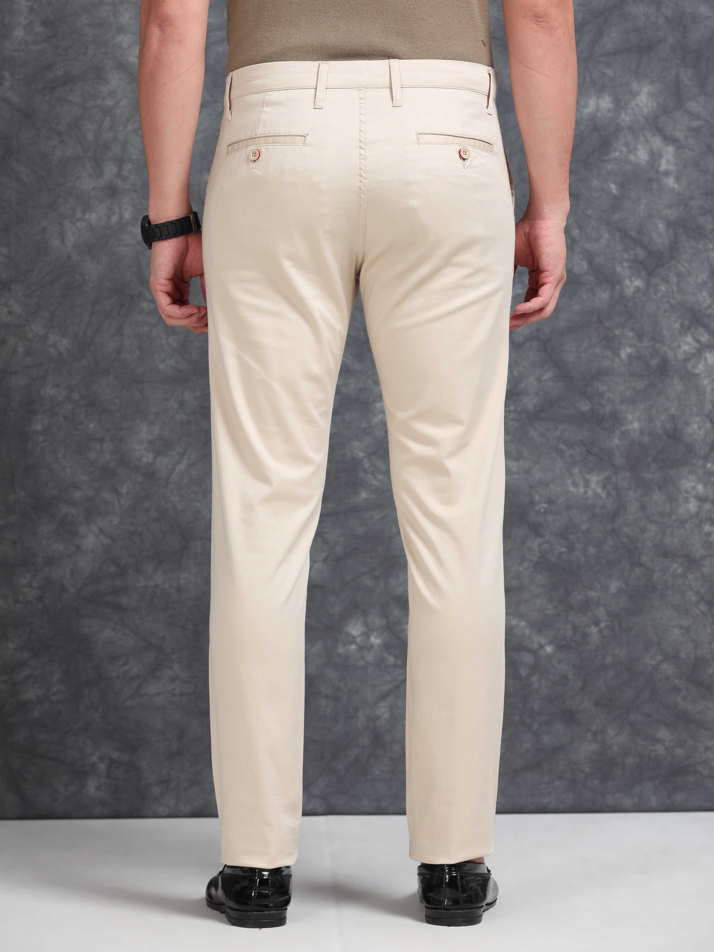 MEN'S B.FAWN SOLID SLIM FIT TROUSER