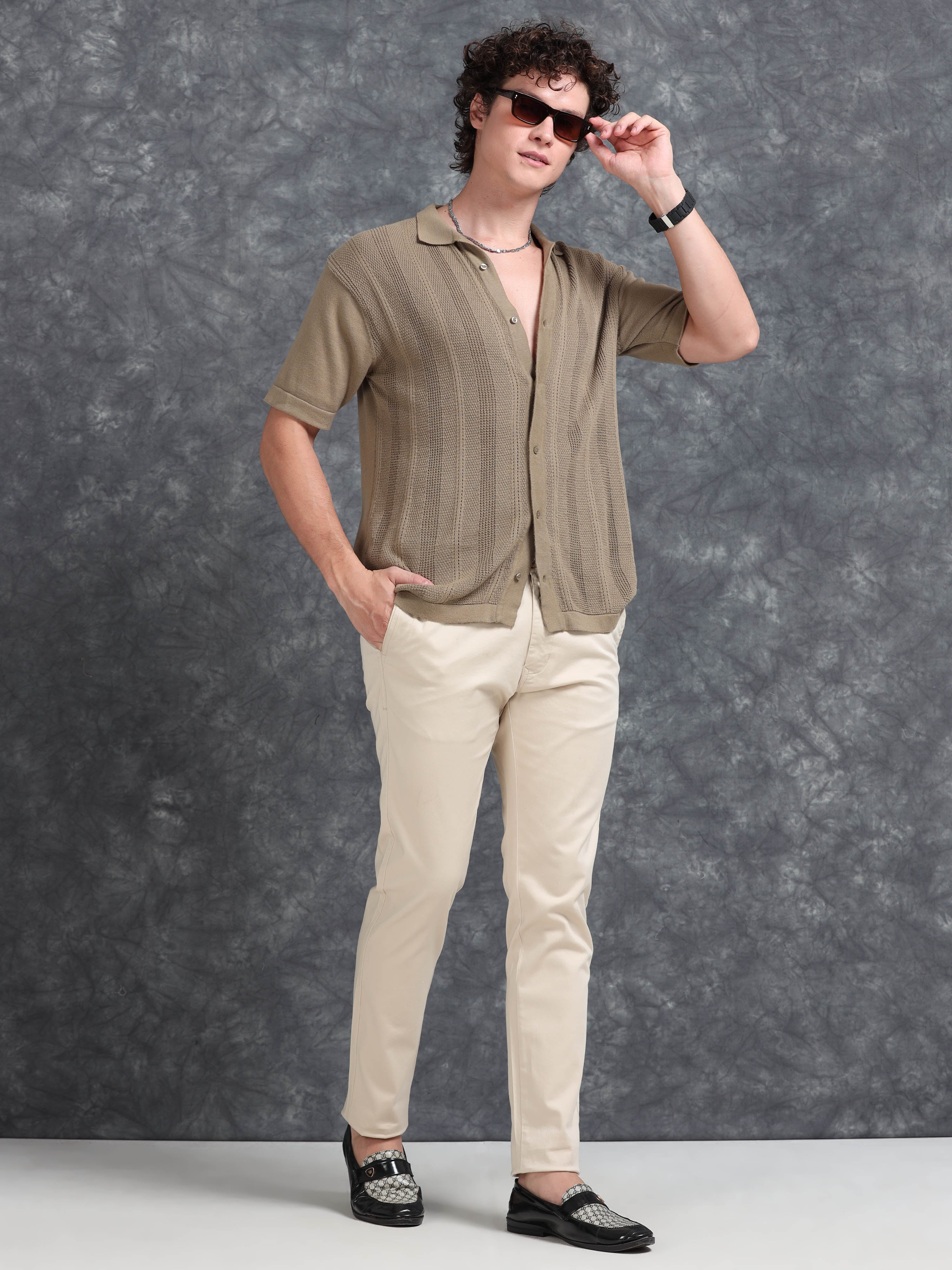 MEN'S B.FAWN SOLID SLIM FIT TROUSER