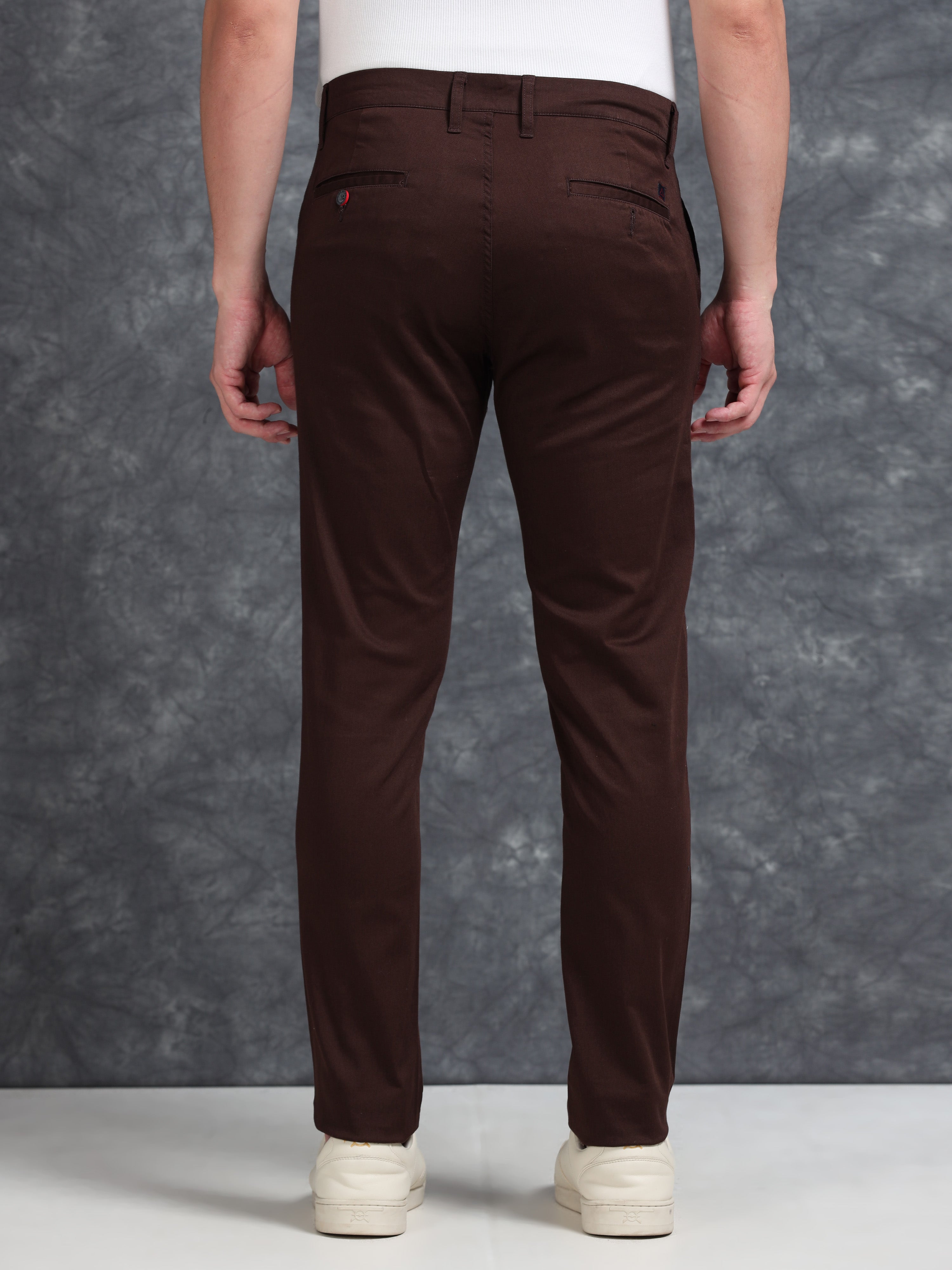 MEN'S COFFEE SOLID SLIM FIT TROUSER