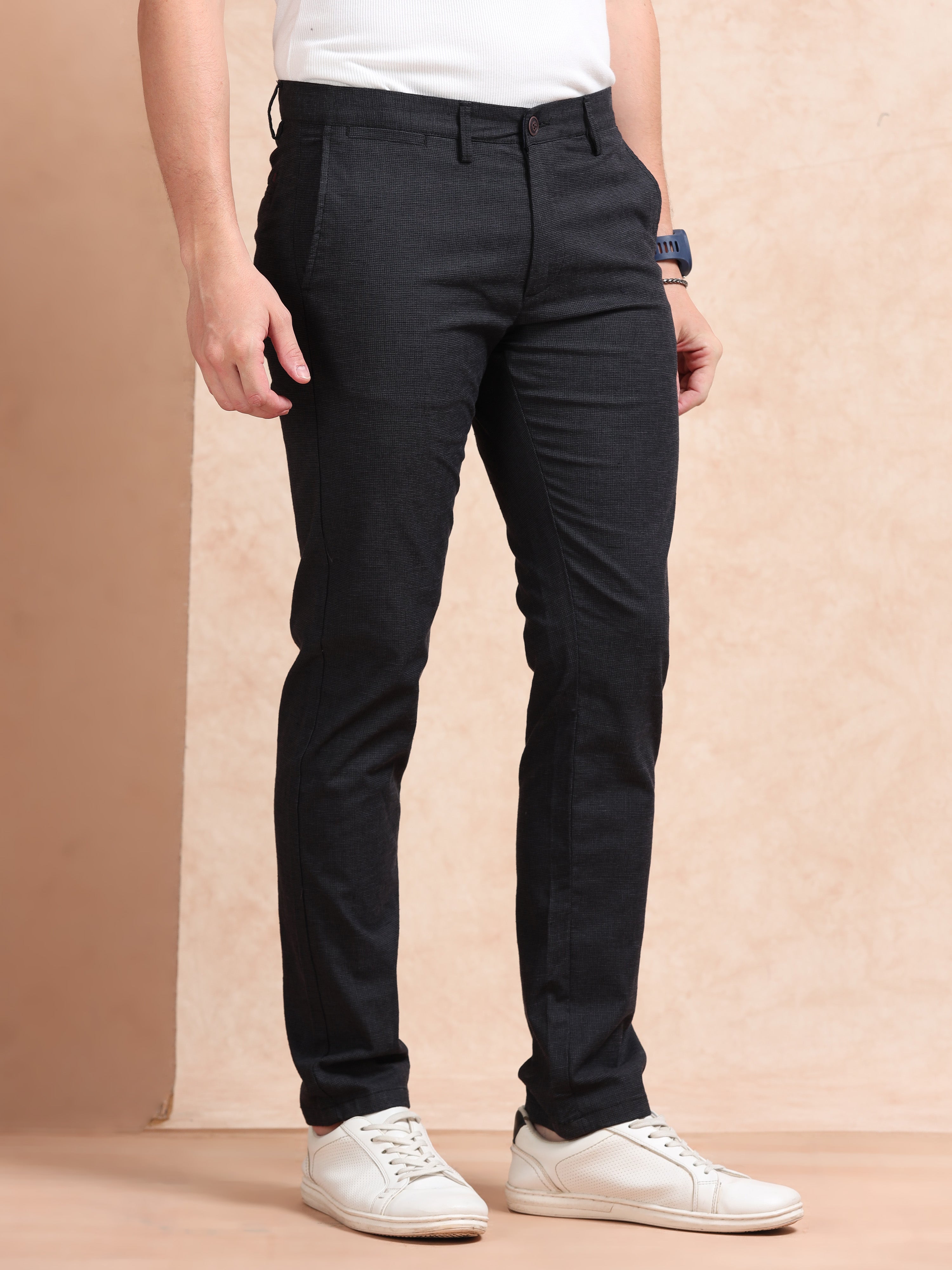 MEN'S BLACK SOLID SLIM FIT TROUSER