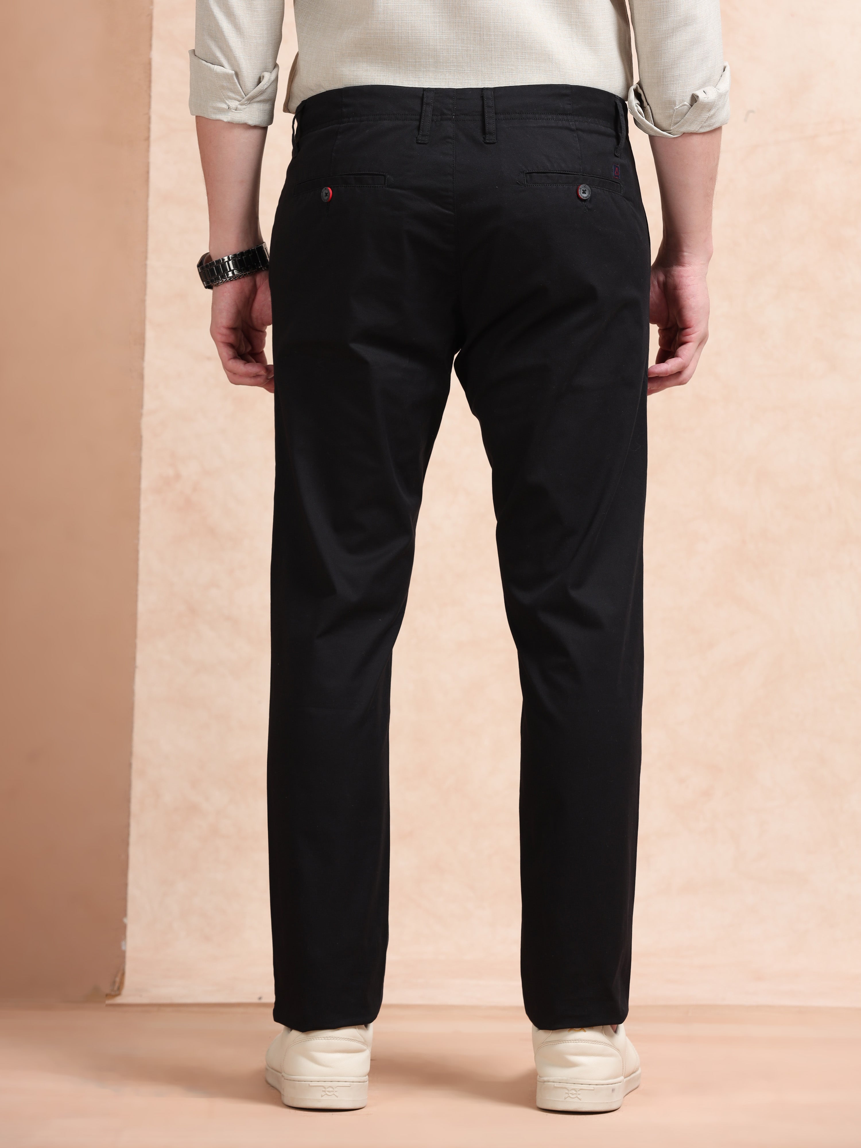 MEN'S BLACK SOLID SLIM FIT TROUSER
