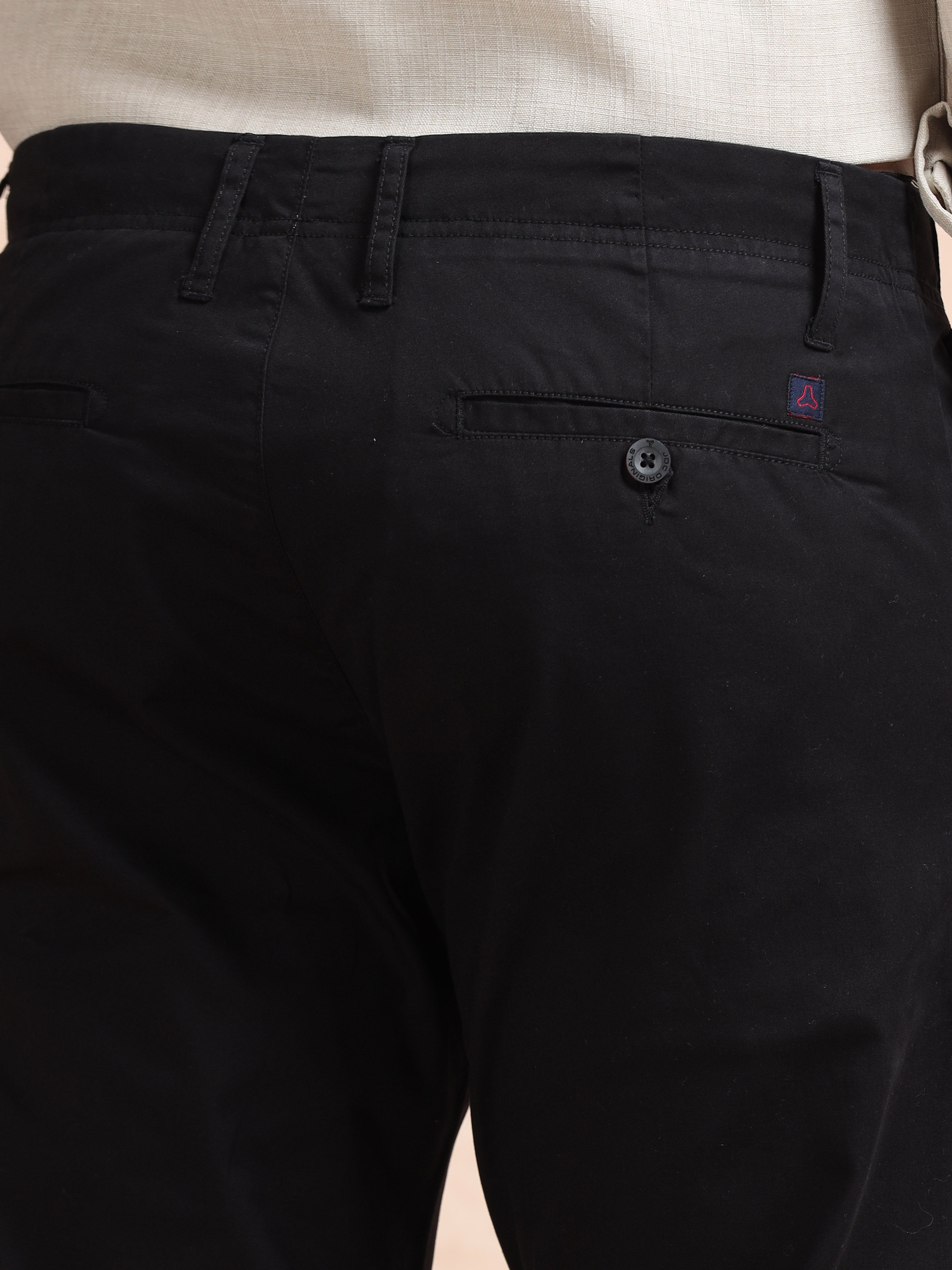 MEN'S BLACK SOLID SLIM FIT TROUSER