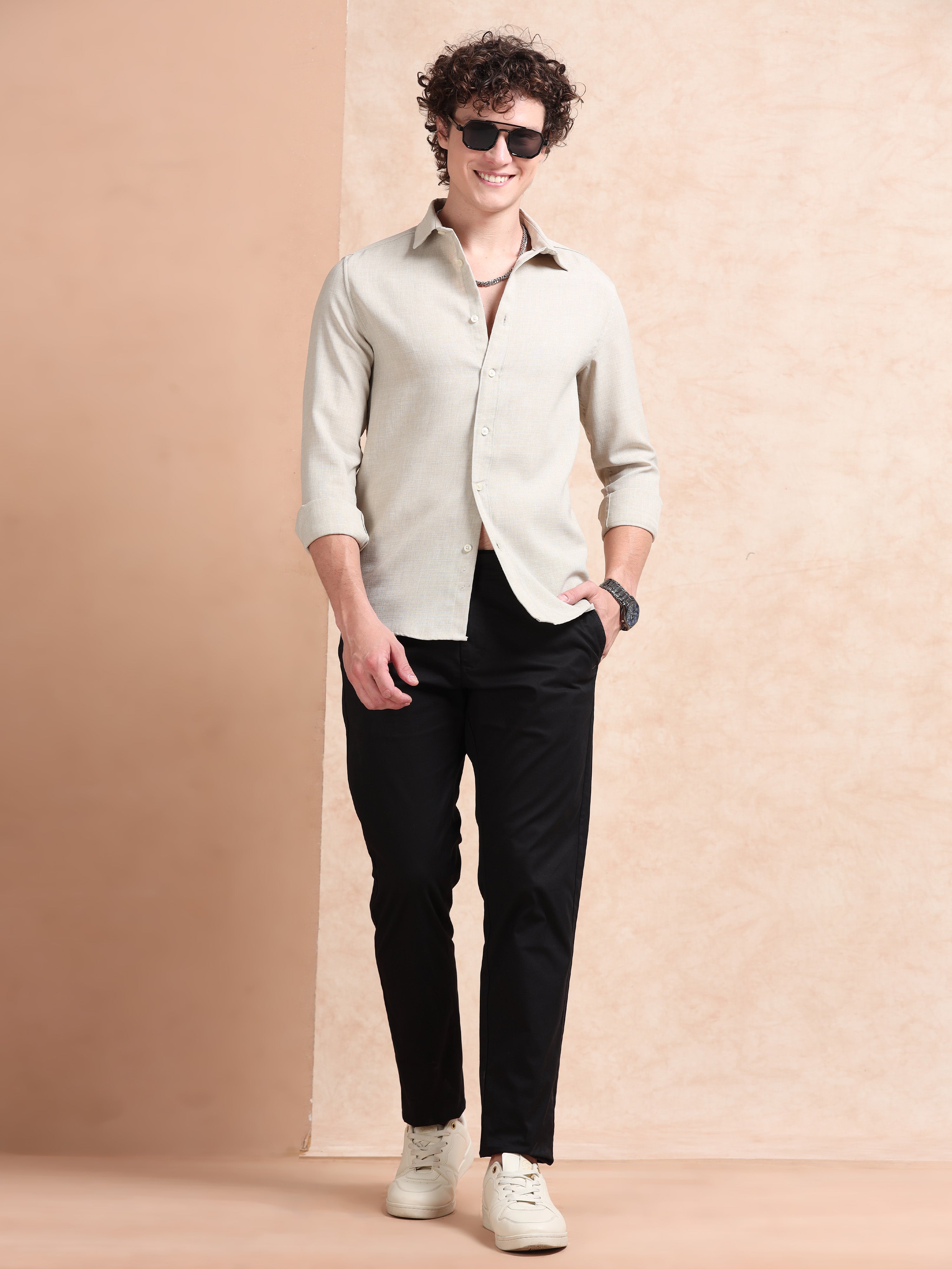 MEN'S BLACK SOLID SLIM FIT TROUSER