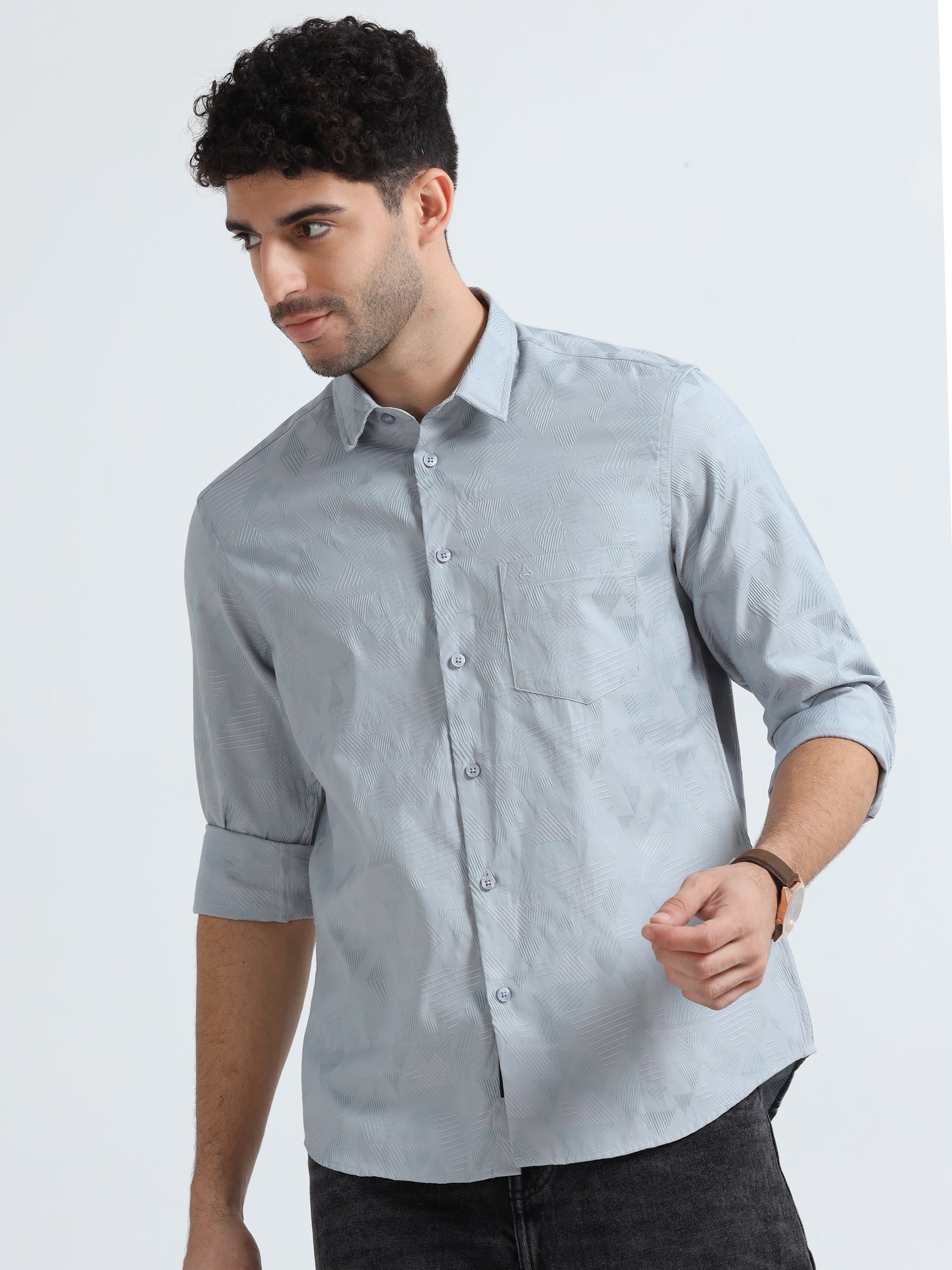 Men's Solid Grey Shirt main image 1