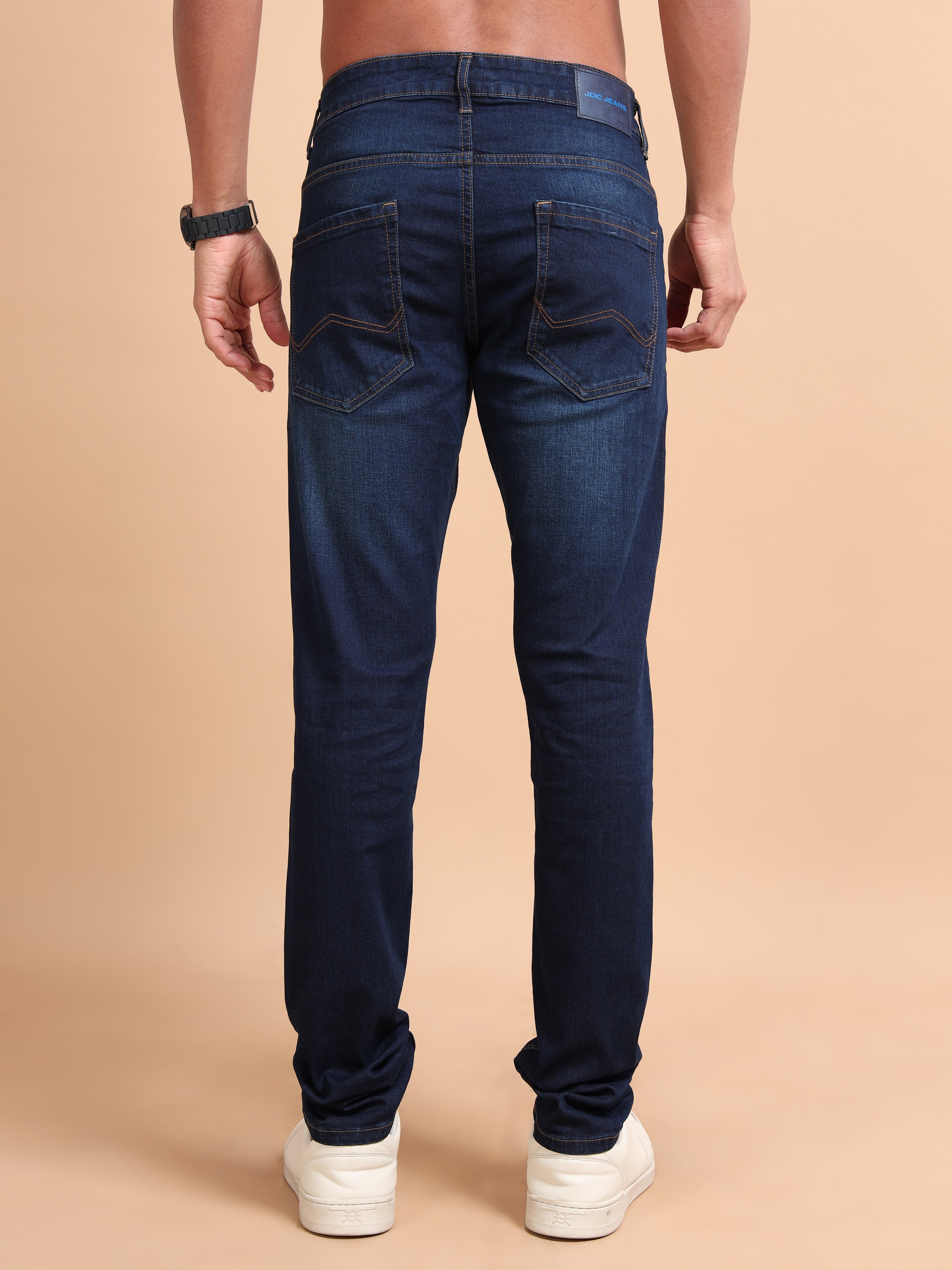 MEN'S DK.BLUE SOLID SLIM FIT JEANS