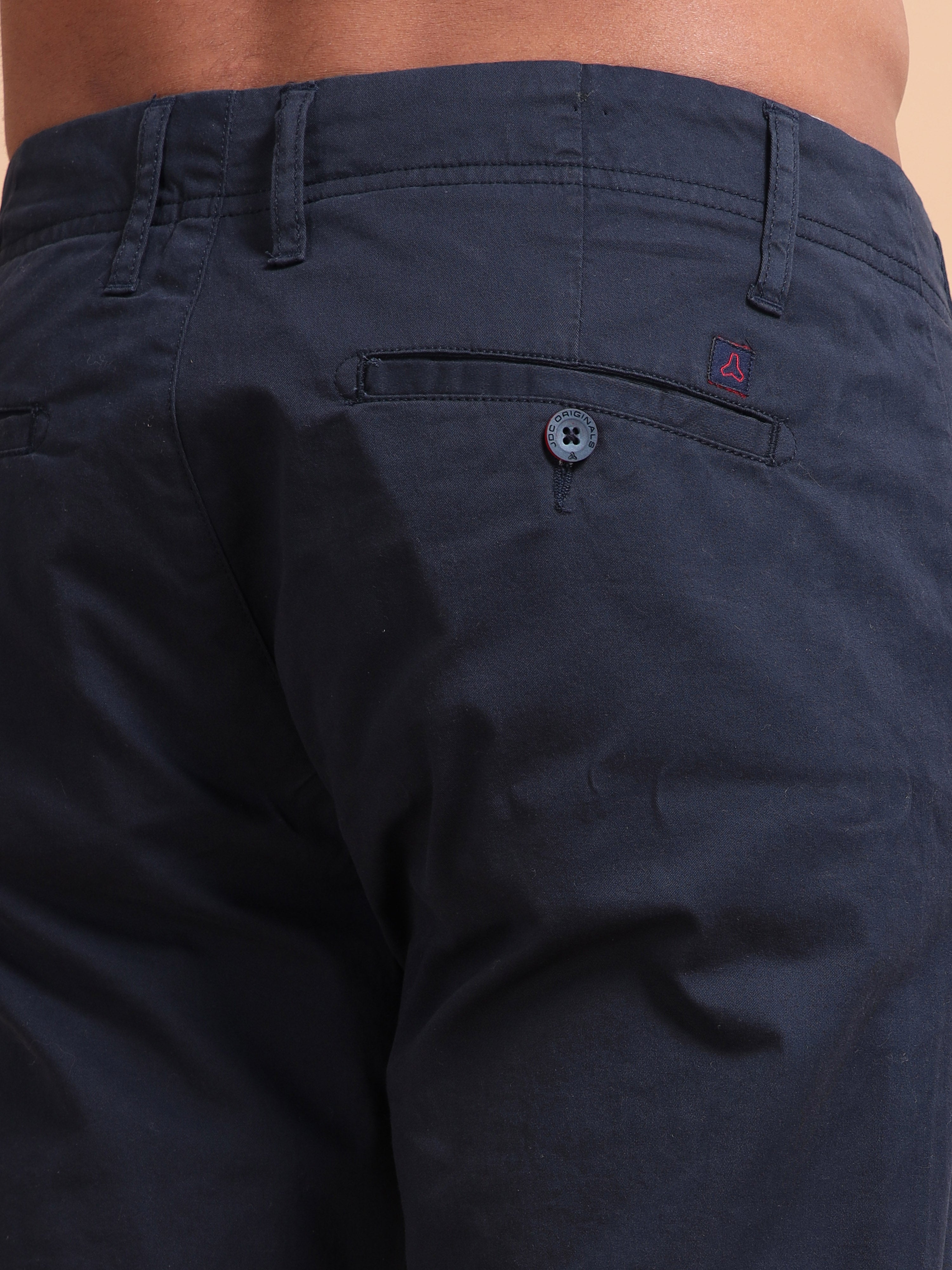 MEN'S NAVY SOLID SLIM FIT TROUSER