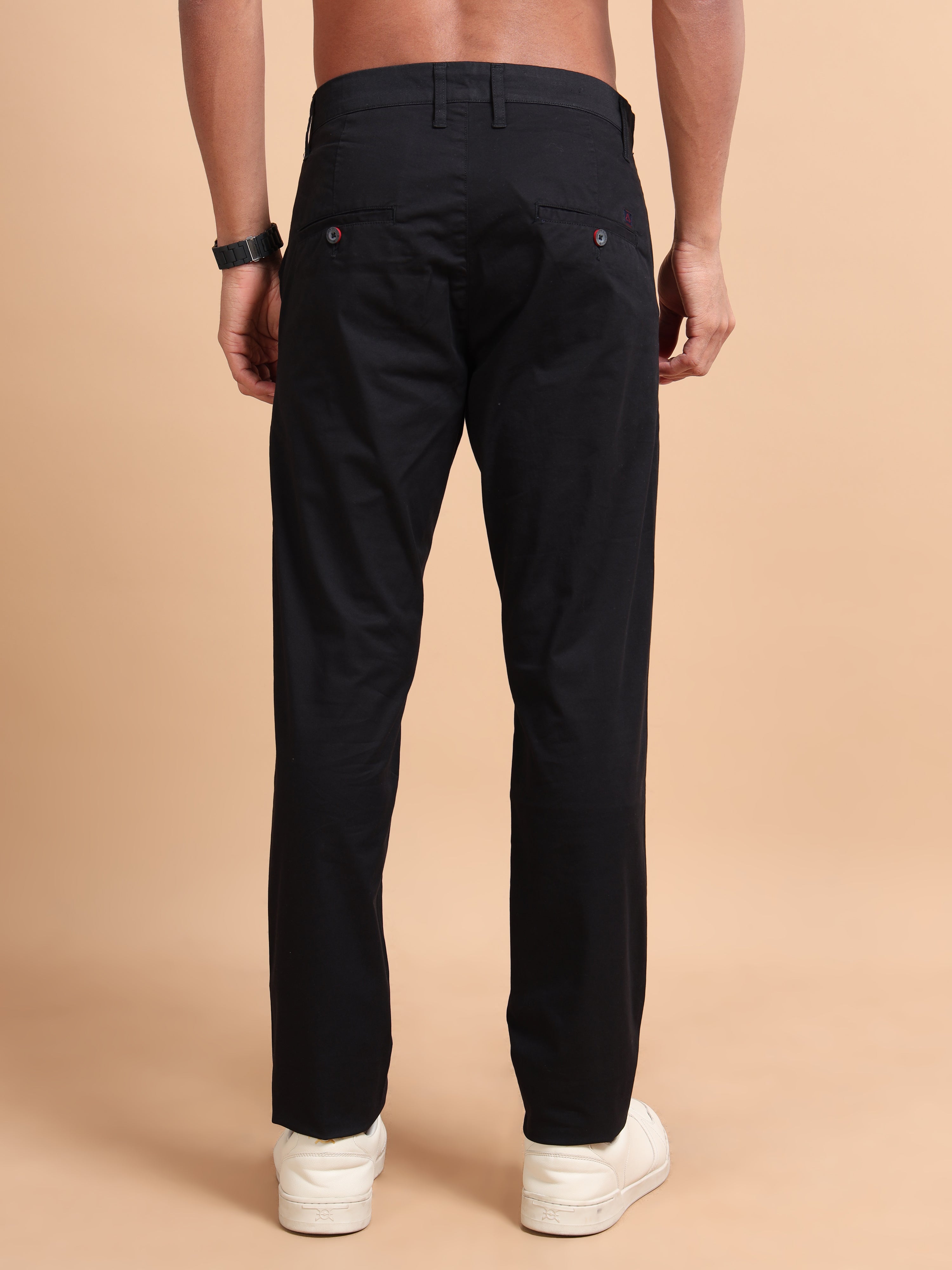 MEN'S BLACK SOLID SLIM FIT TROUSER