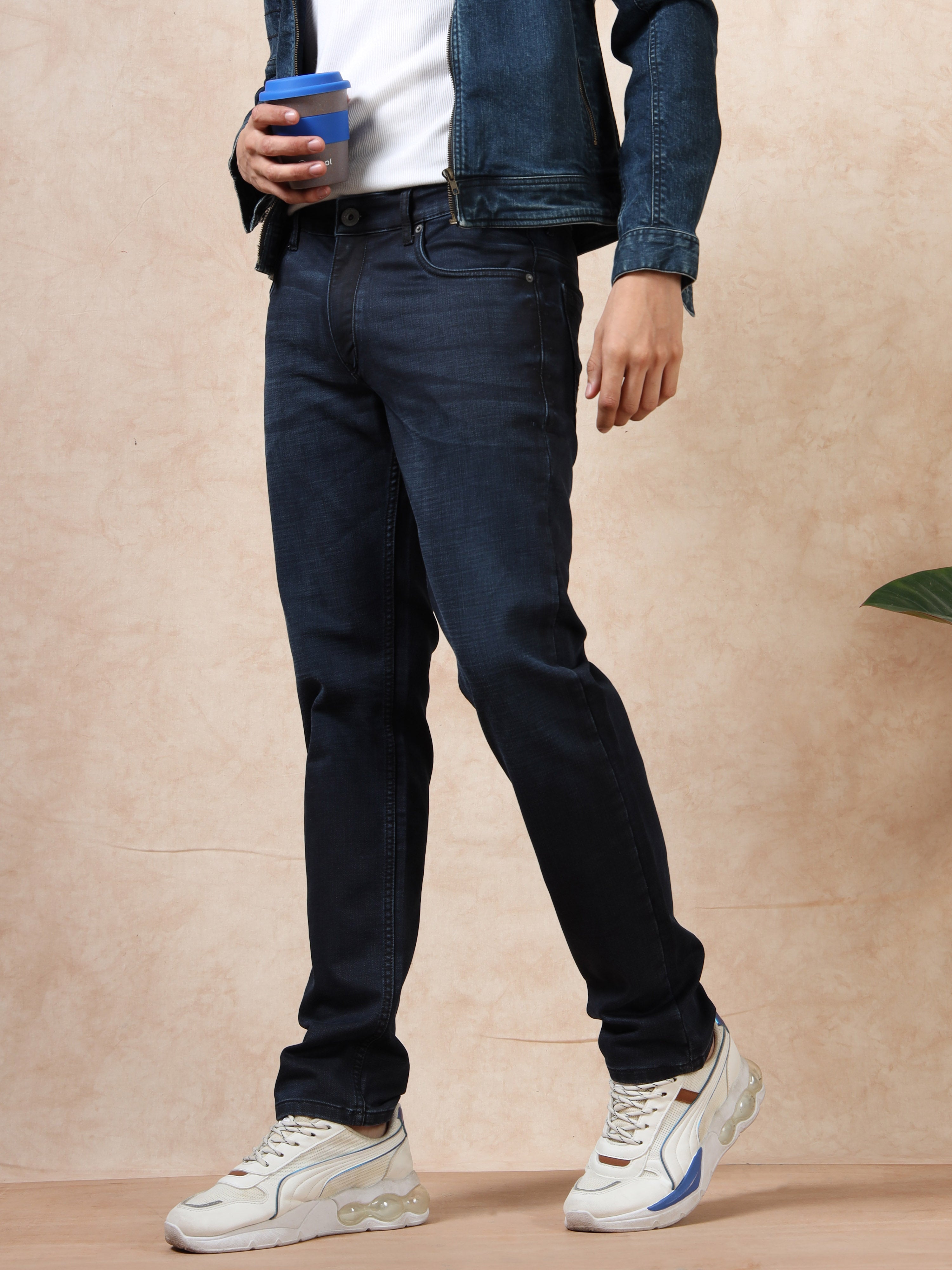 MEN'S BLACK SOLID SLIM FIT JEANS