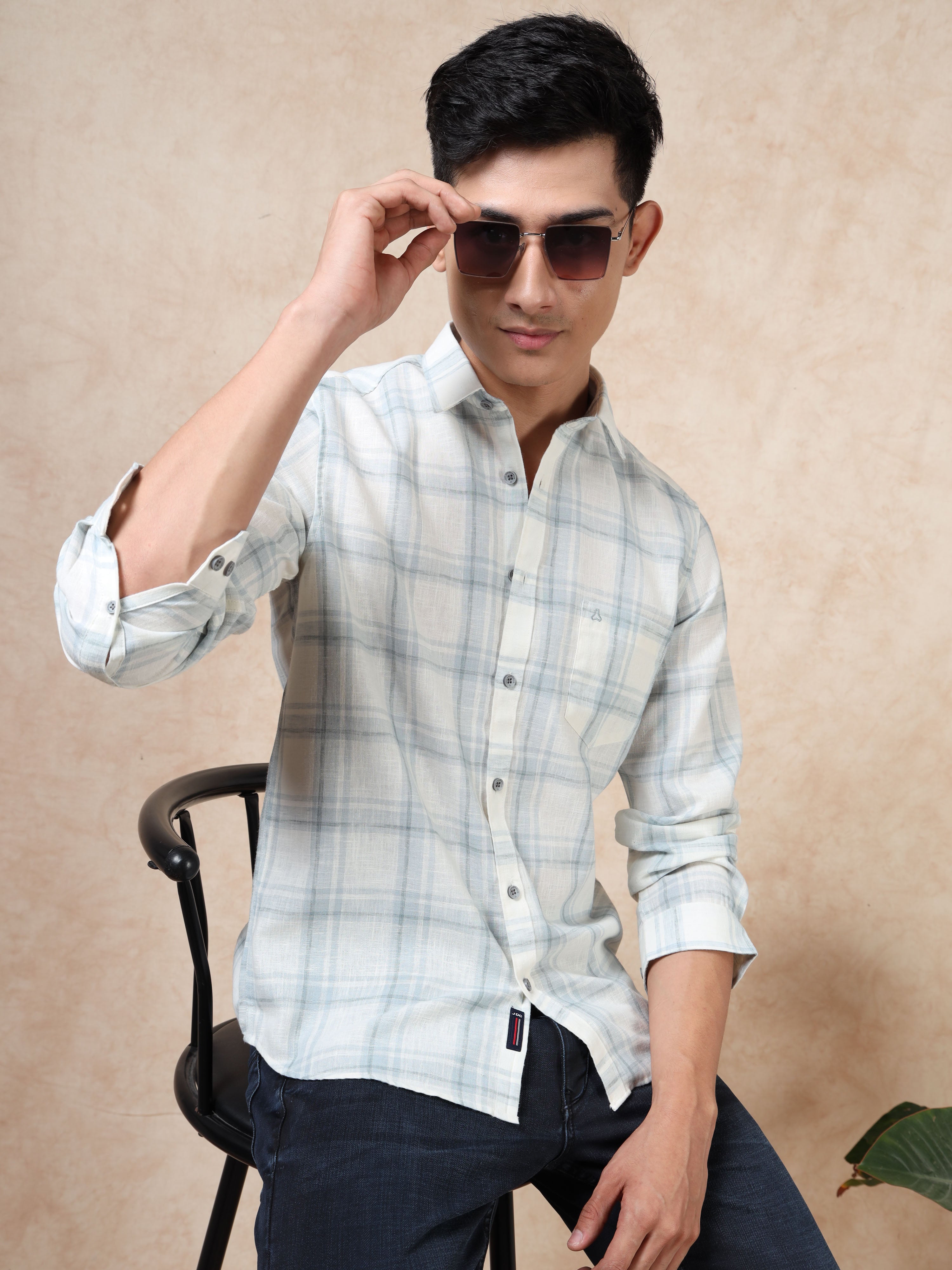 MEN'S BLUE CHECKS SLIM FIT SHIRT