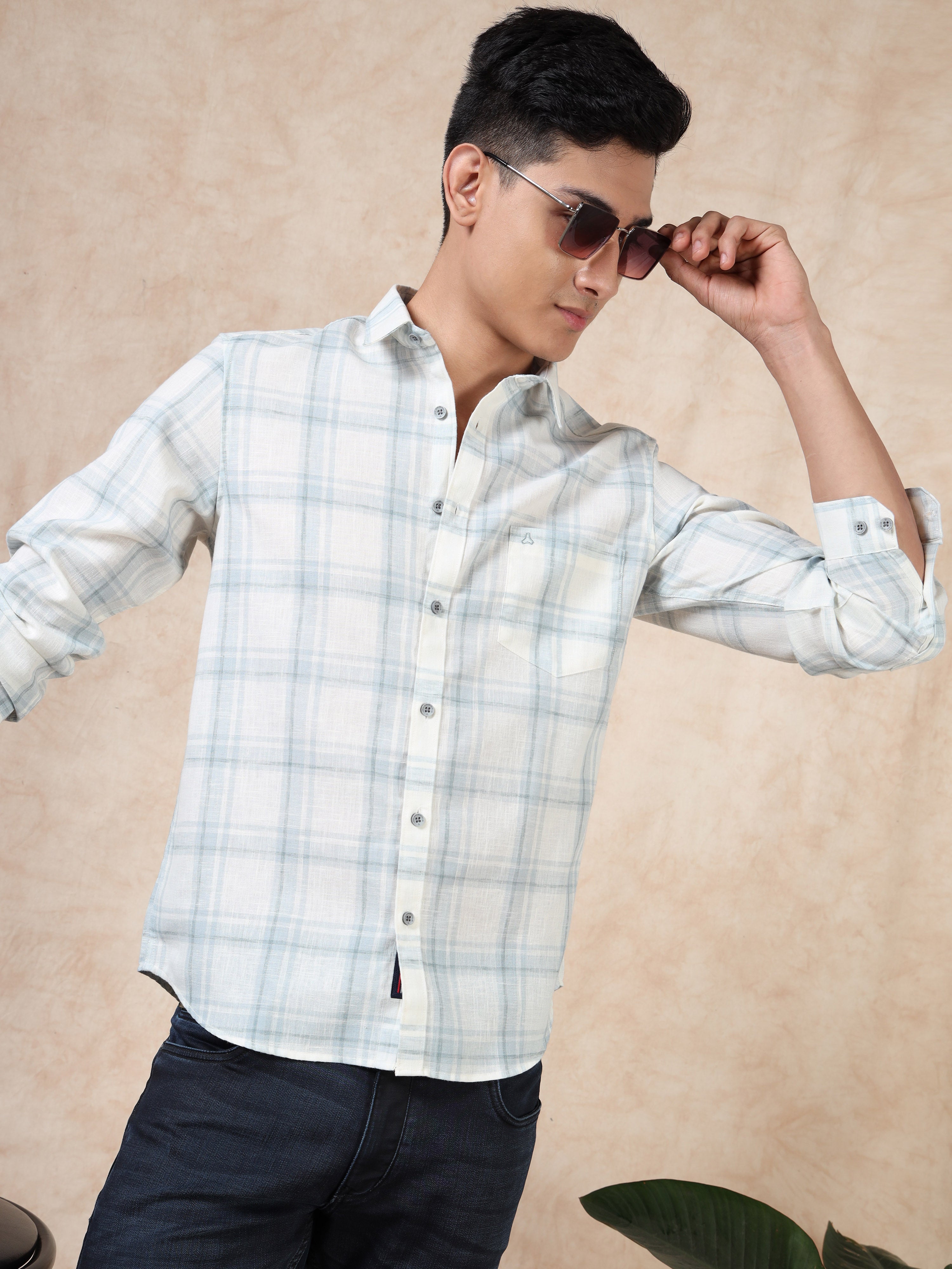 MEN'S BLUE CHECKS SLIM FIT SHIRT