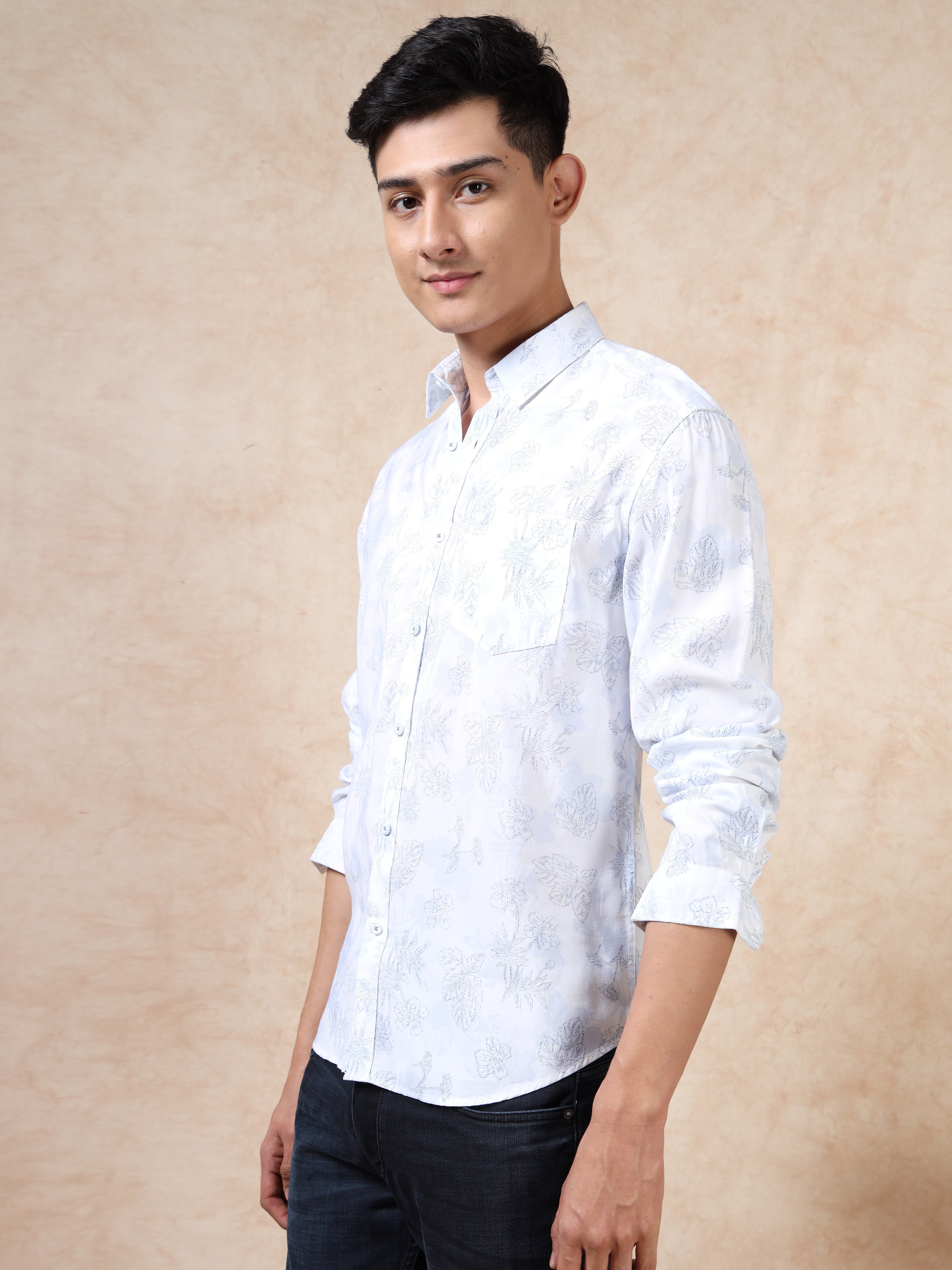 MEN'S BLUE PRINT SLIM FIT SHIRT