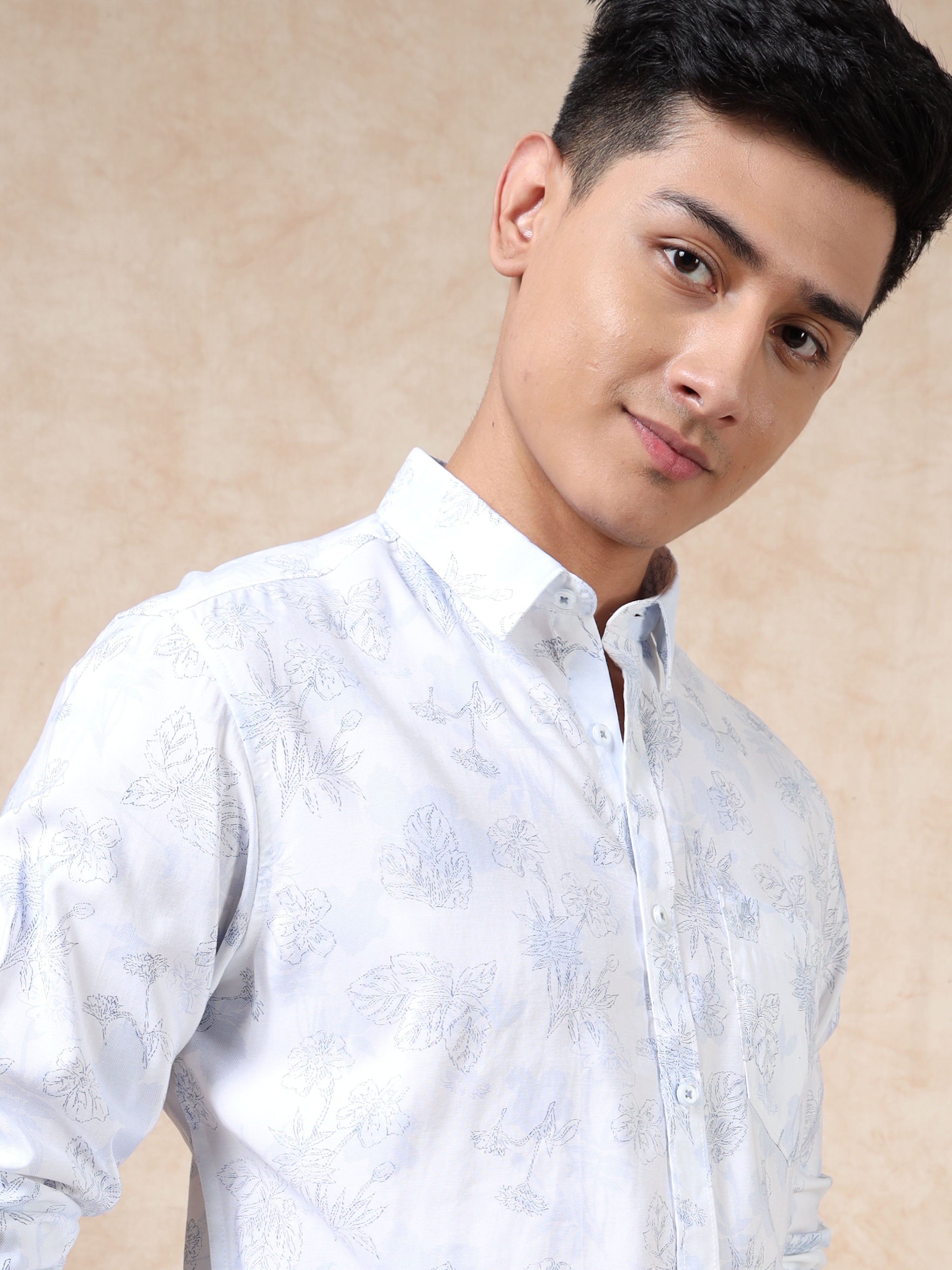 MEN'S BLUE PRINT SLIM FIT SHIRT