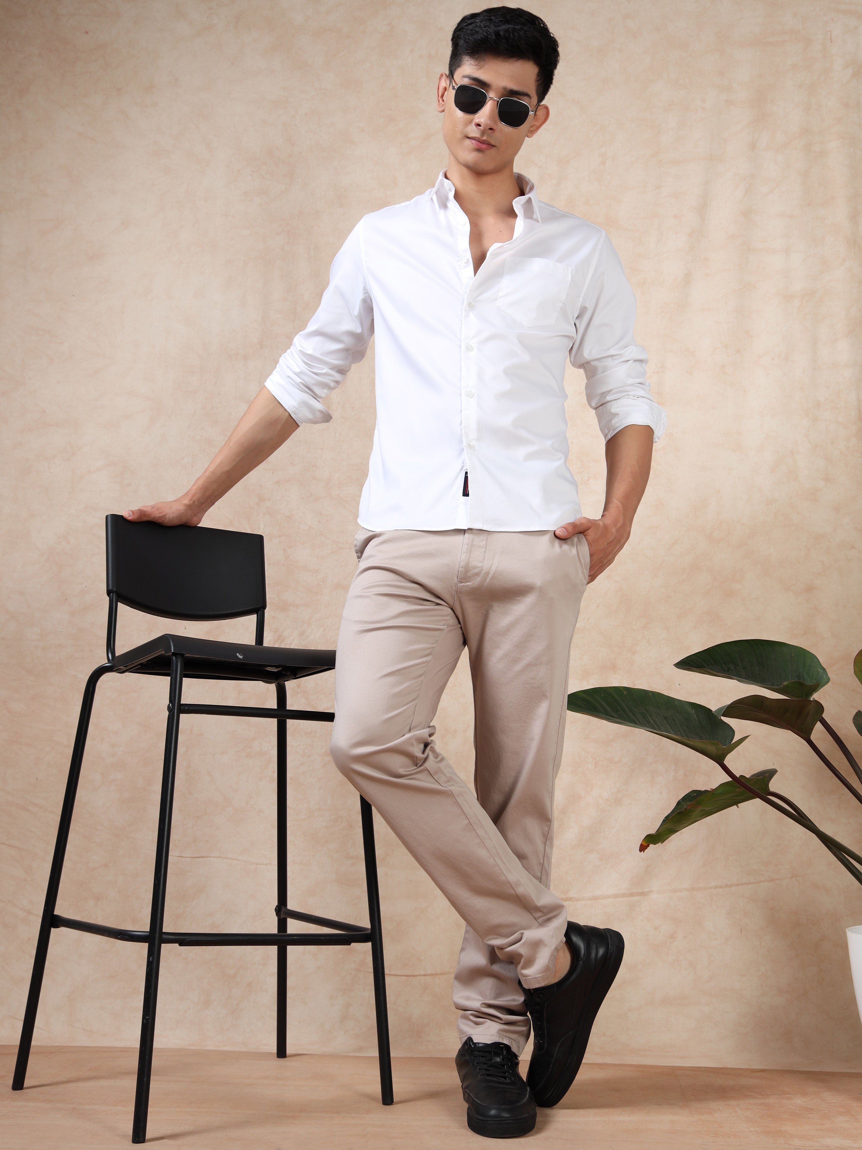 MEN'S WHITE SOLID SLIM FIT SHIRT