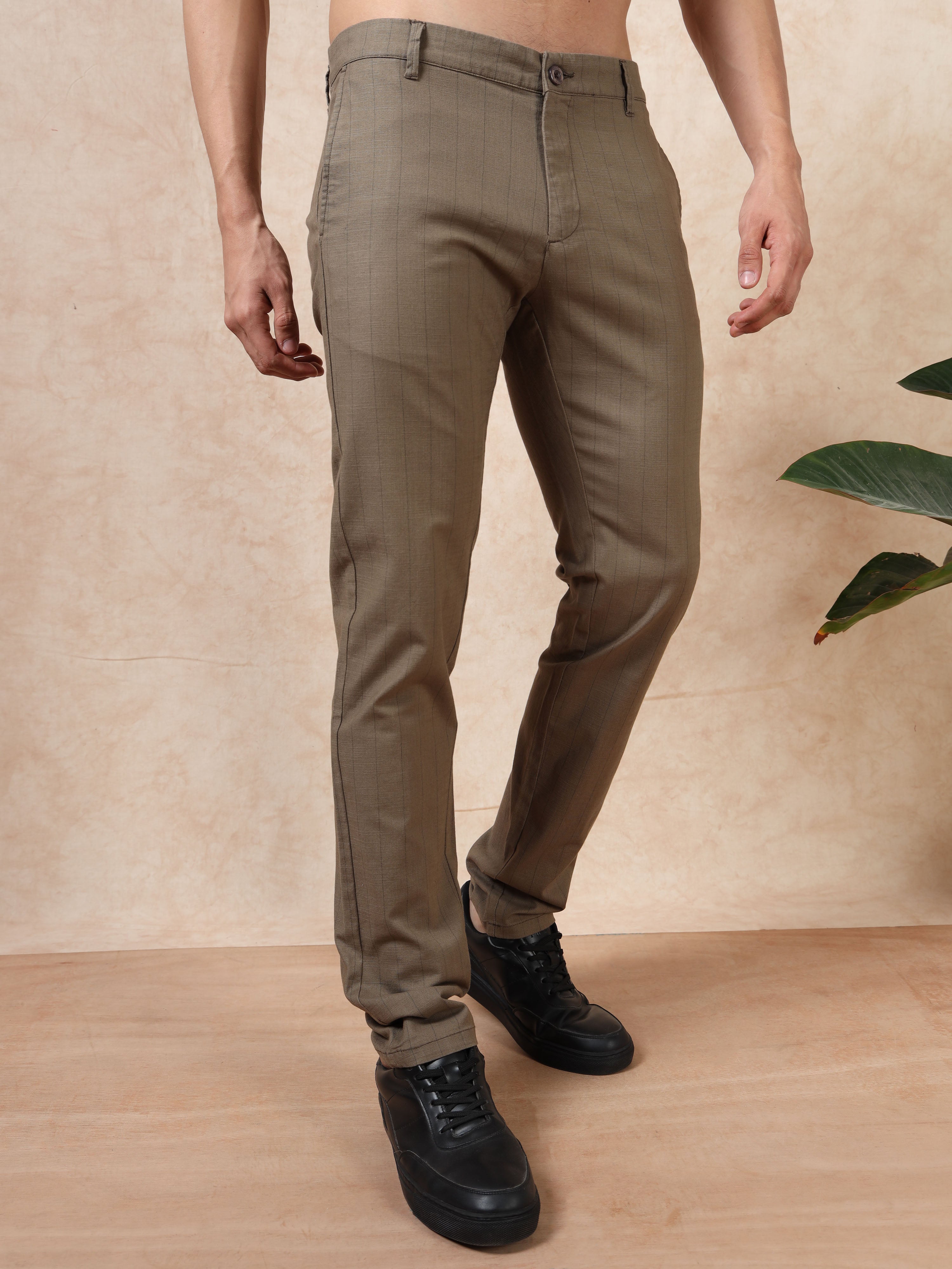 MEN'S MOUSE STRIPES SLIM FIT TROUSER