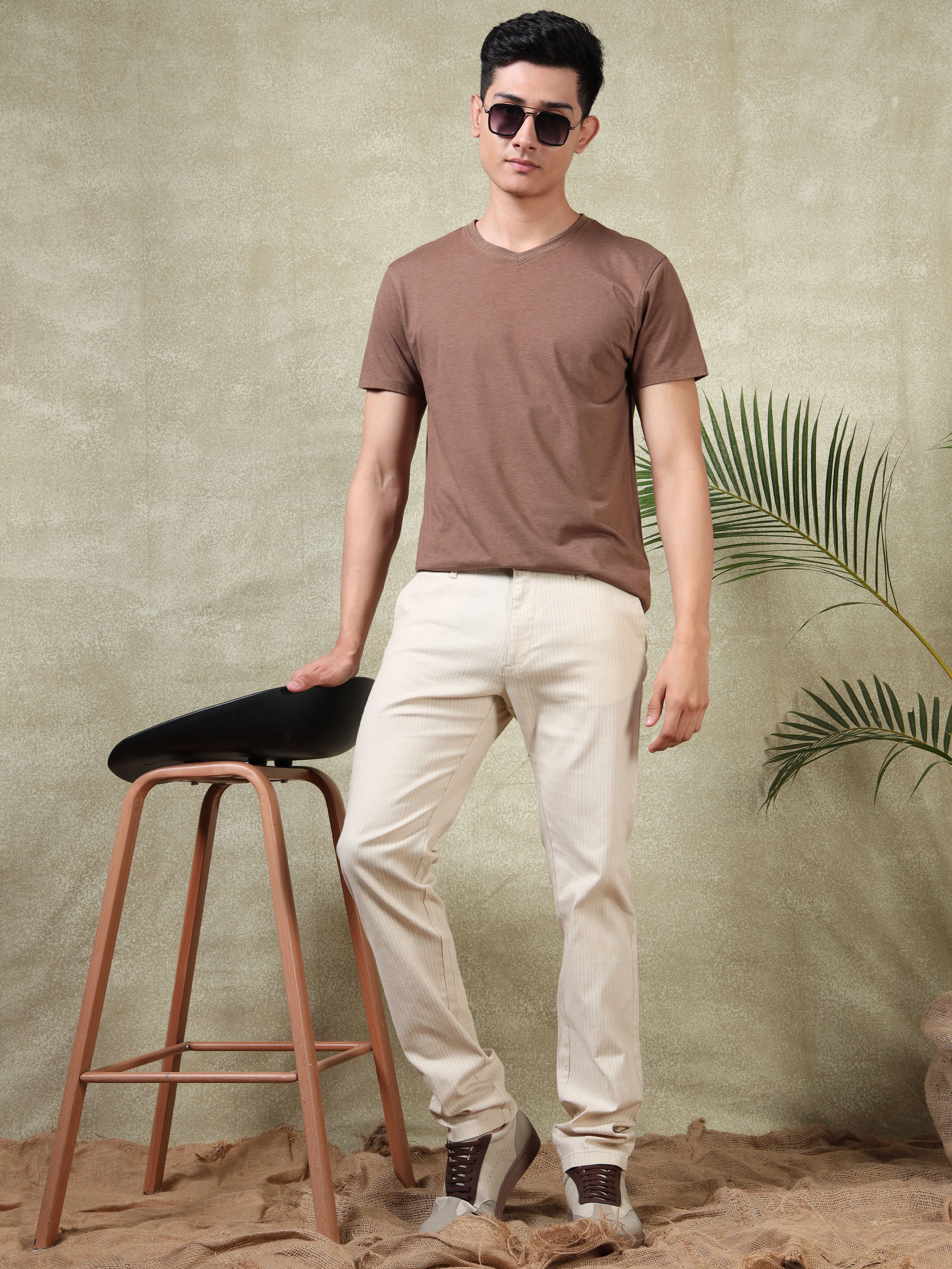 MEN'S FAWN STRIPES SLIM FIT TROUSER