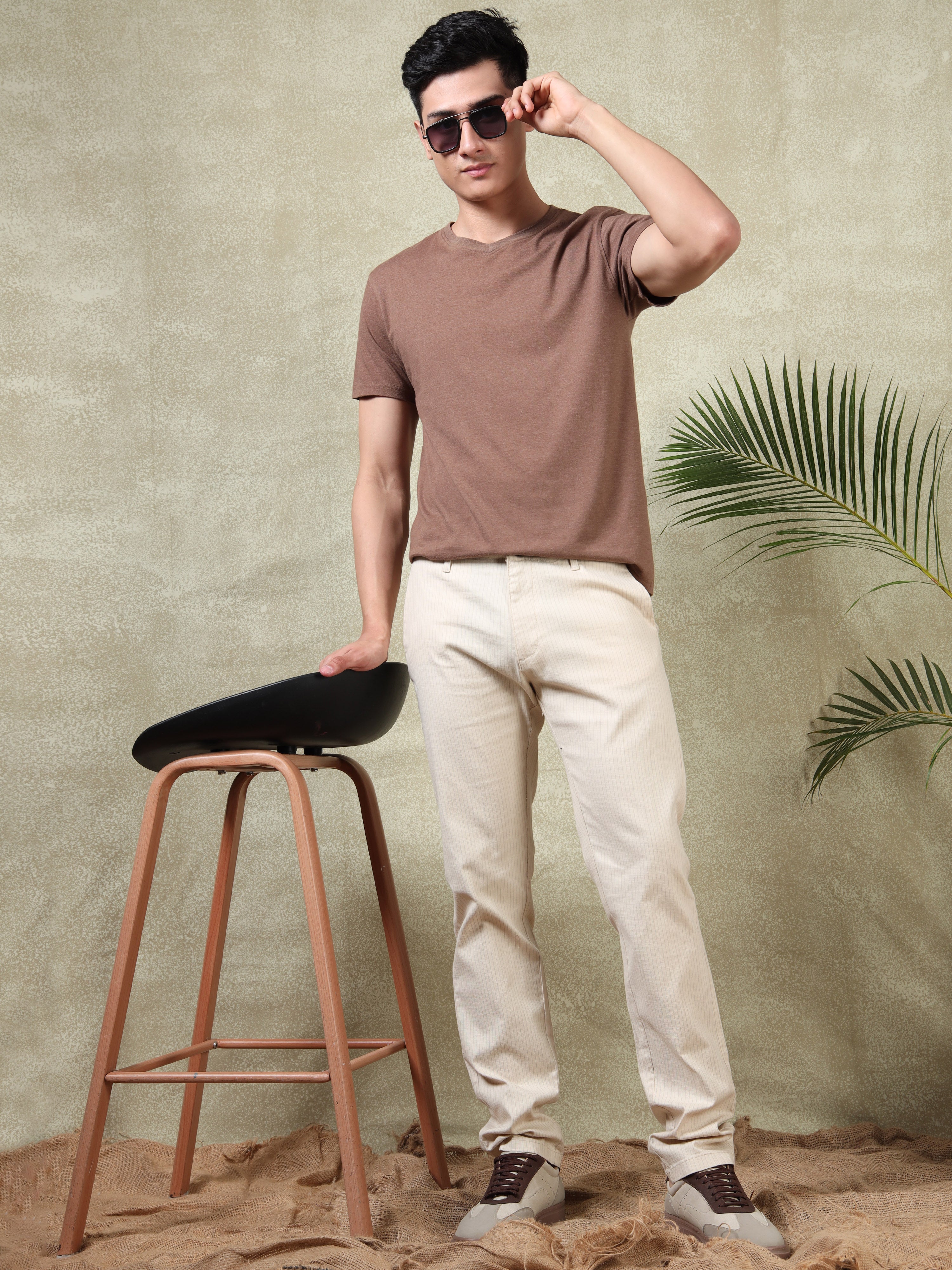 MEN'S FAWN STRIPES SLIM FIT TROUSER