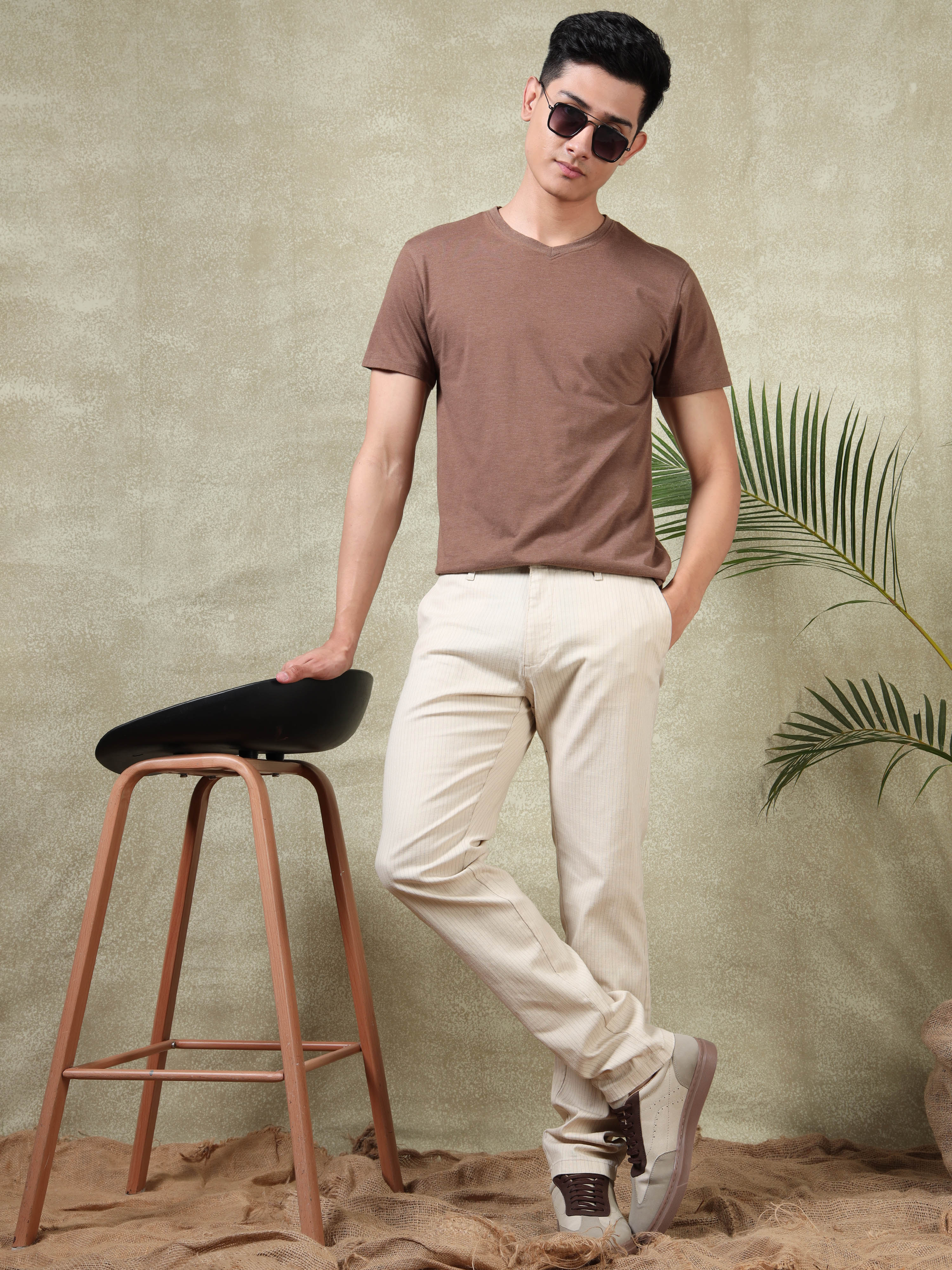 MEN'S FAWN STRIPES SLIM FIT TROUSER