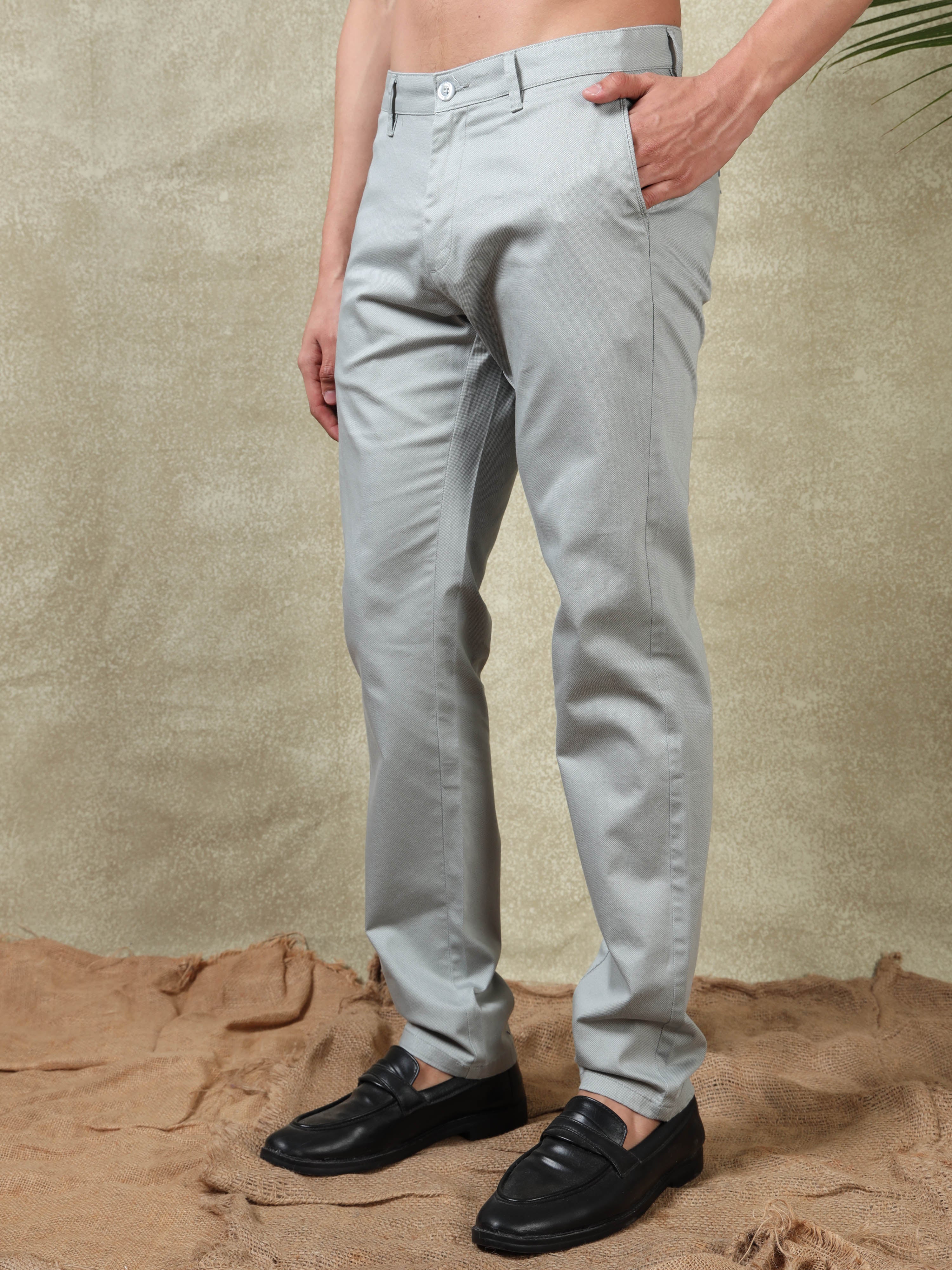 MEN'S LT.BLUE PRINT SLIM FIT TROUSER