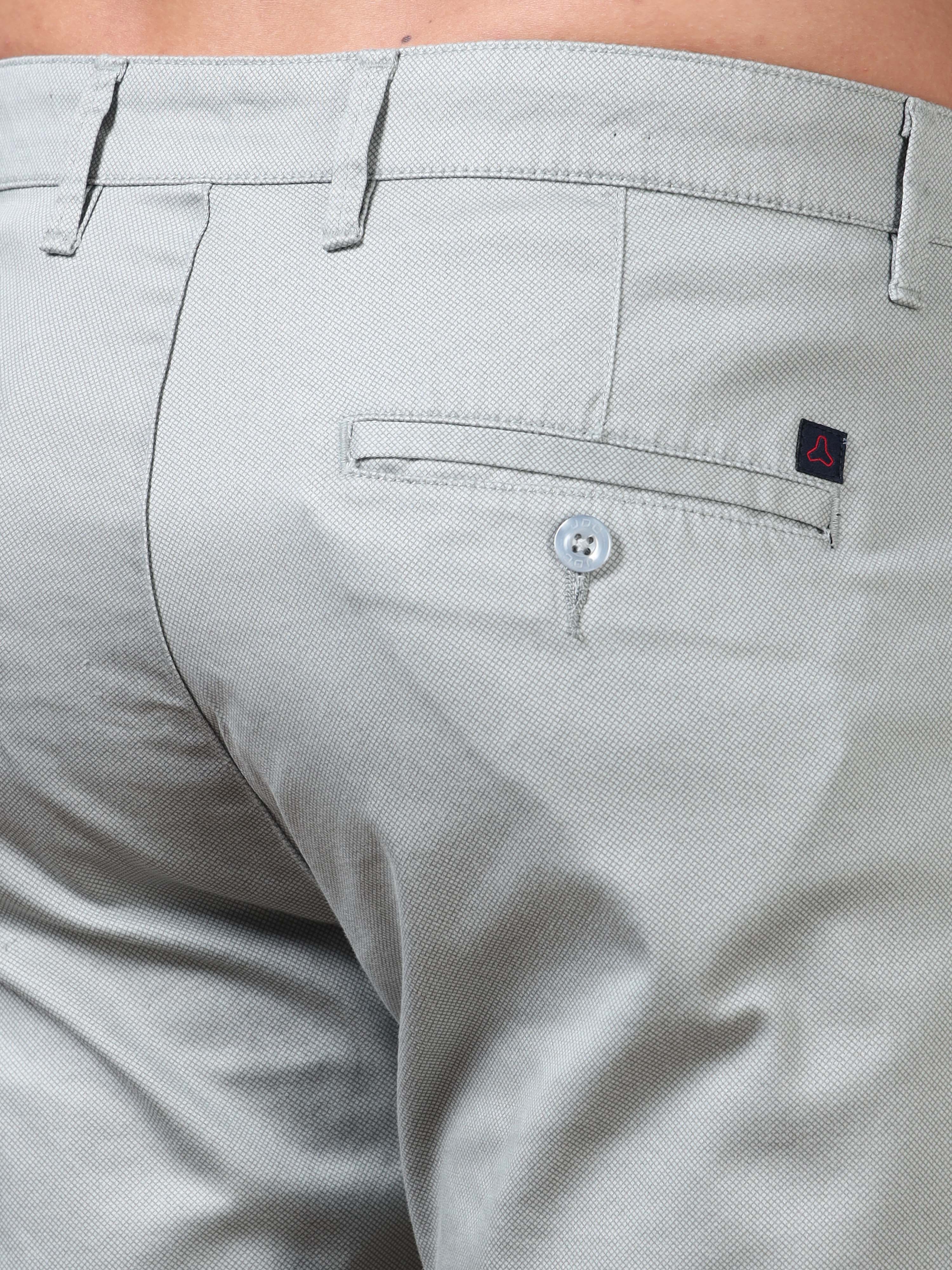 MEN'S LT.BLUE PRINT SLIM FIT TROUSER