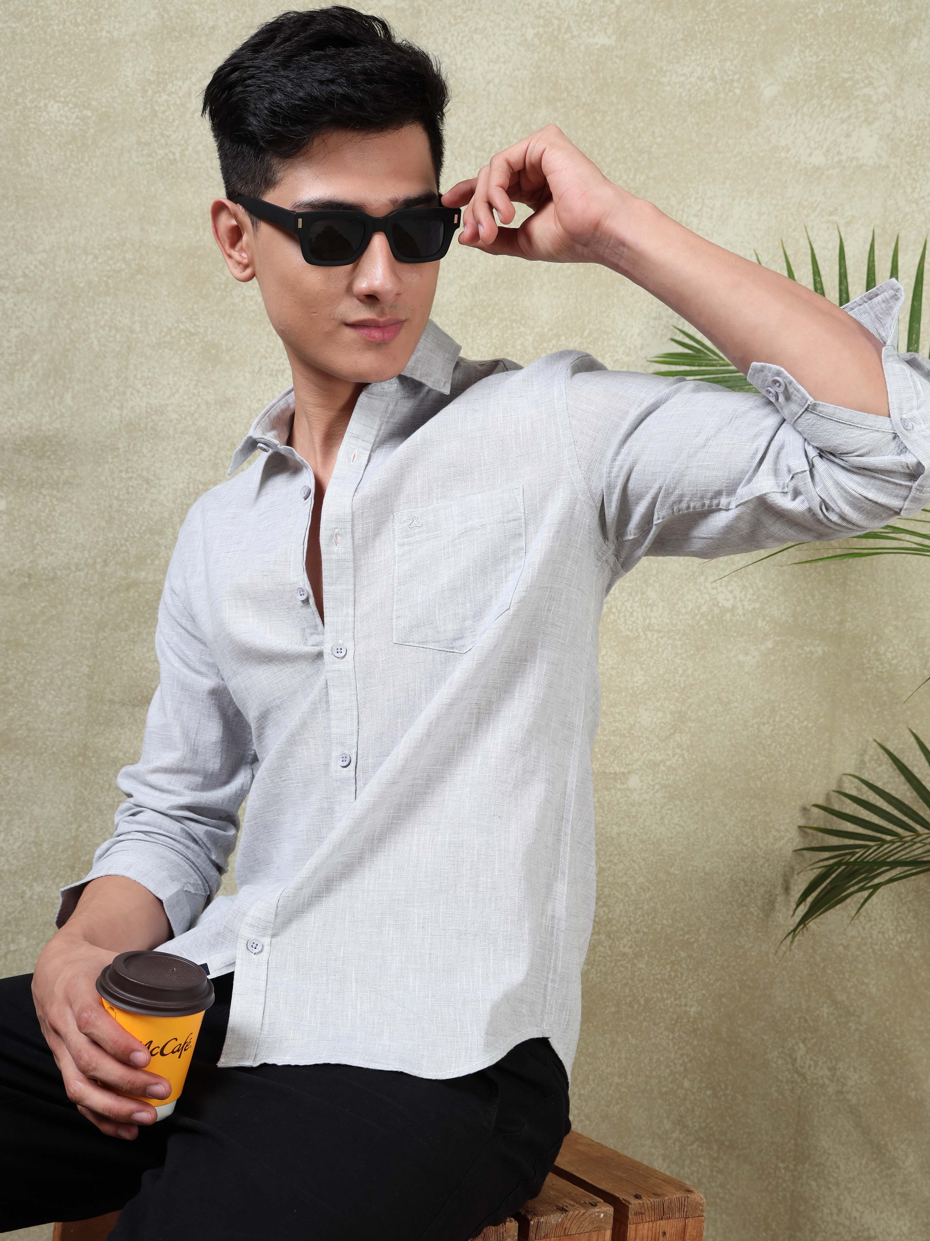 MEN'S ASH SOLID SLIM FIT SHIRT