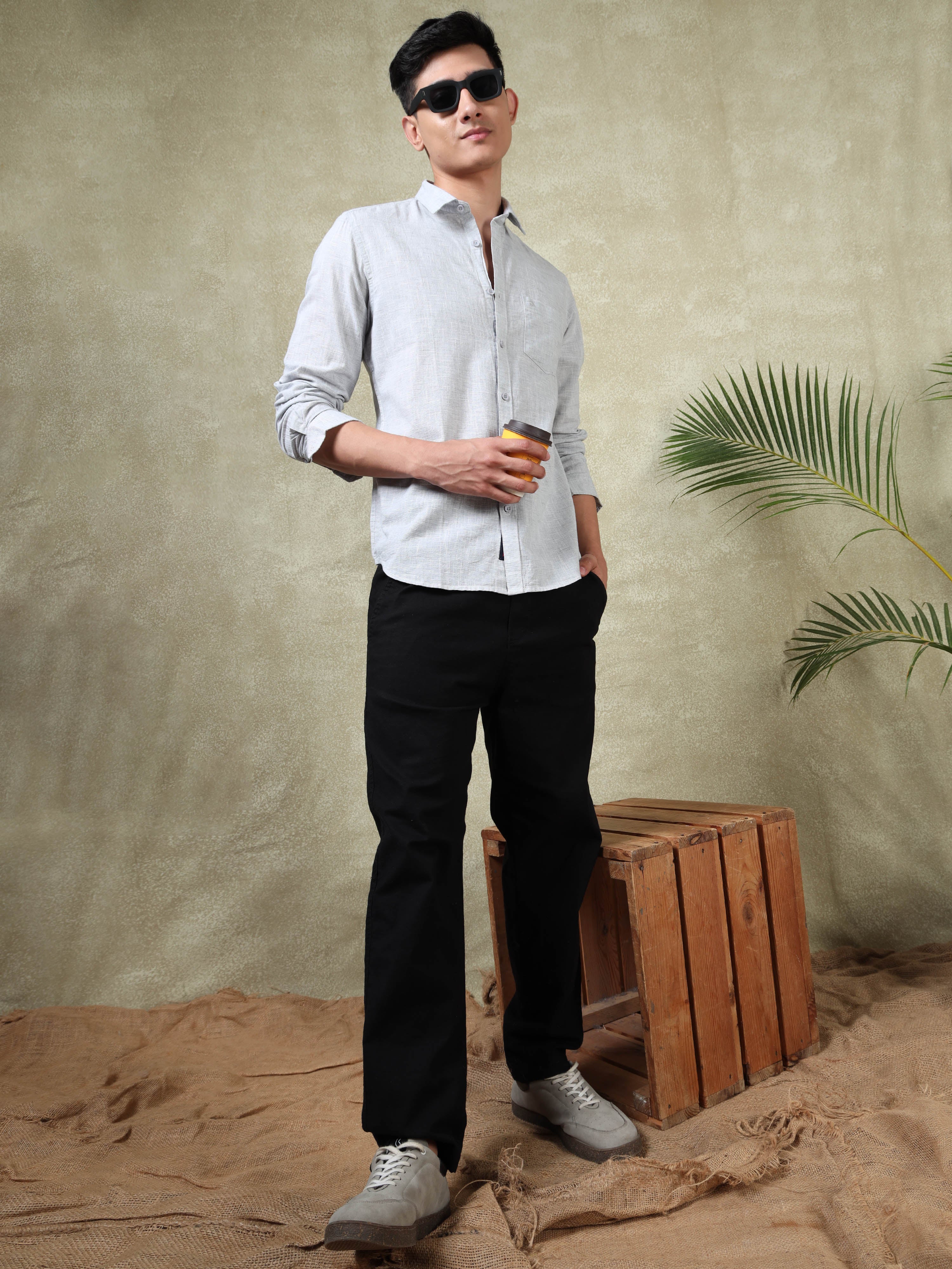 MEN'S ASH SOLID SLIM FIT SHIRT