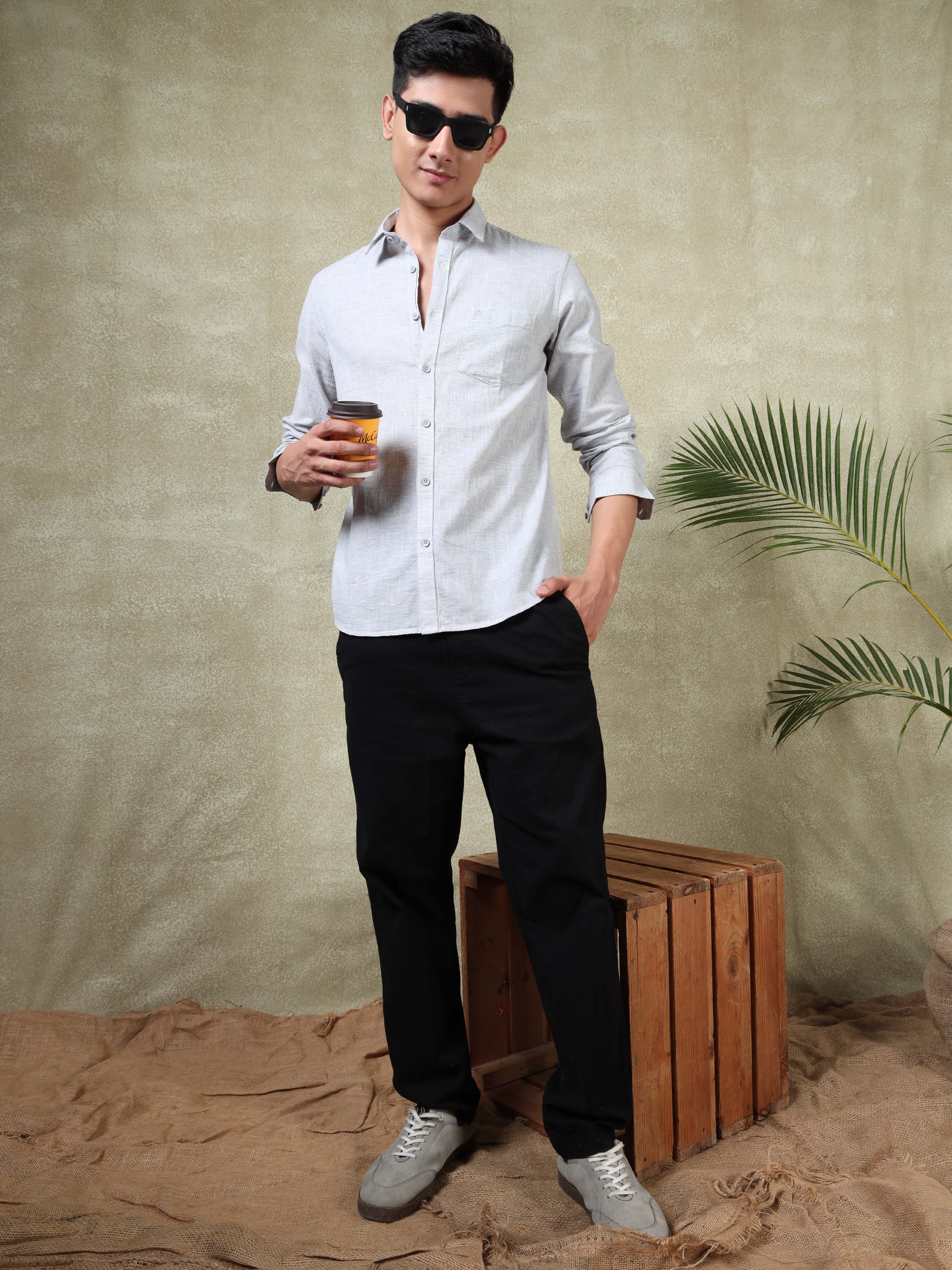 MEN'S ASH SOLID SLIM FIT SHIRT