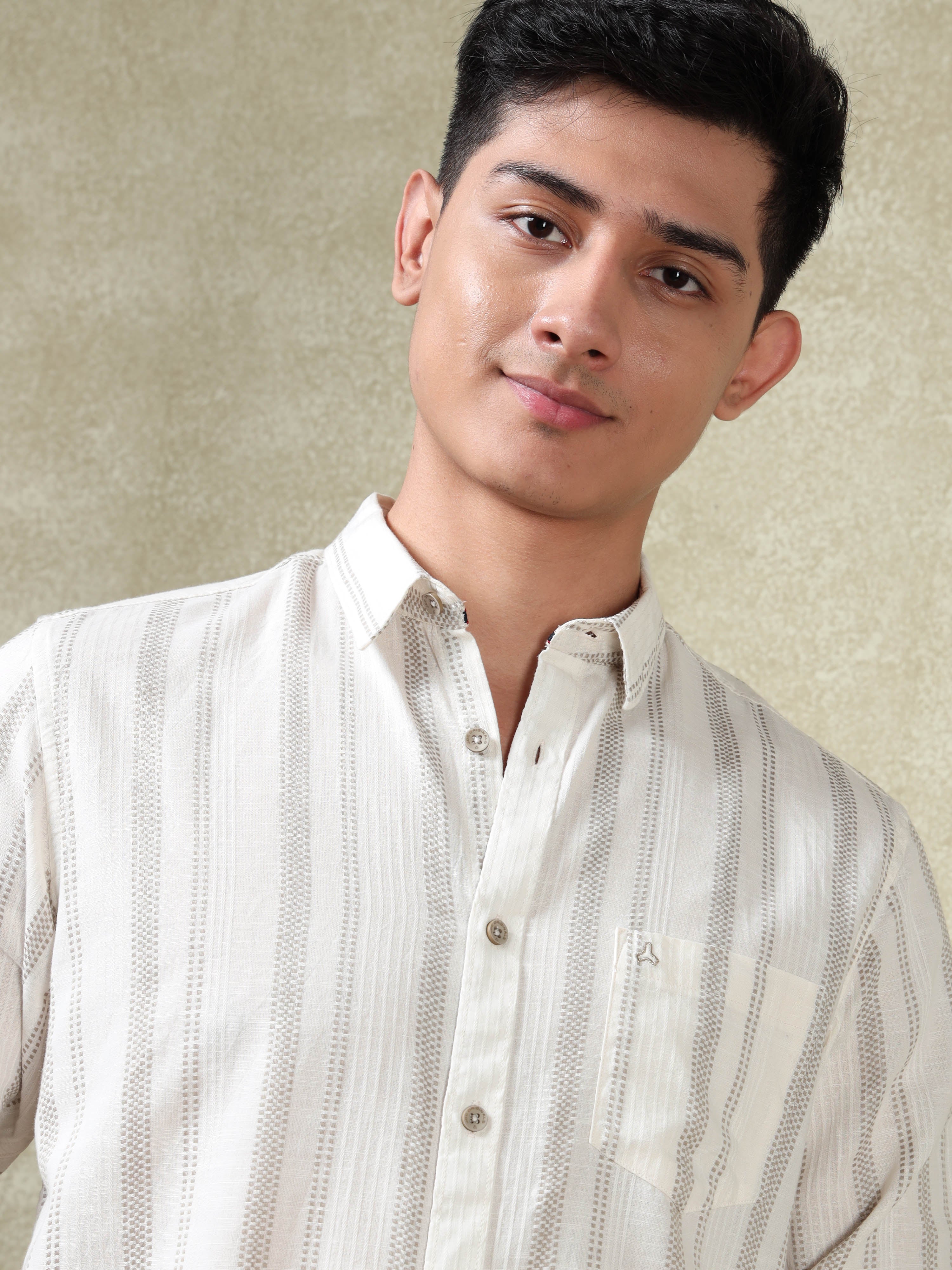 MEN'S NATURAL STRIPE SLIM FIT SHIRT