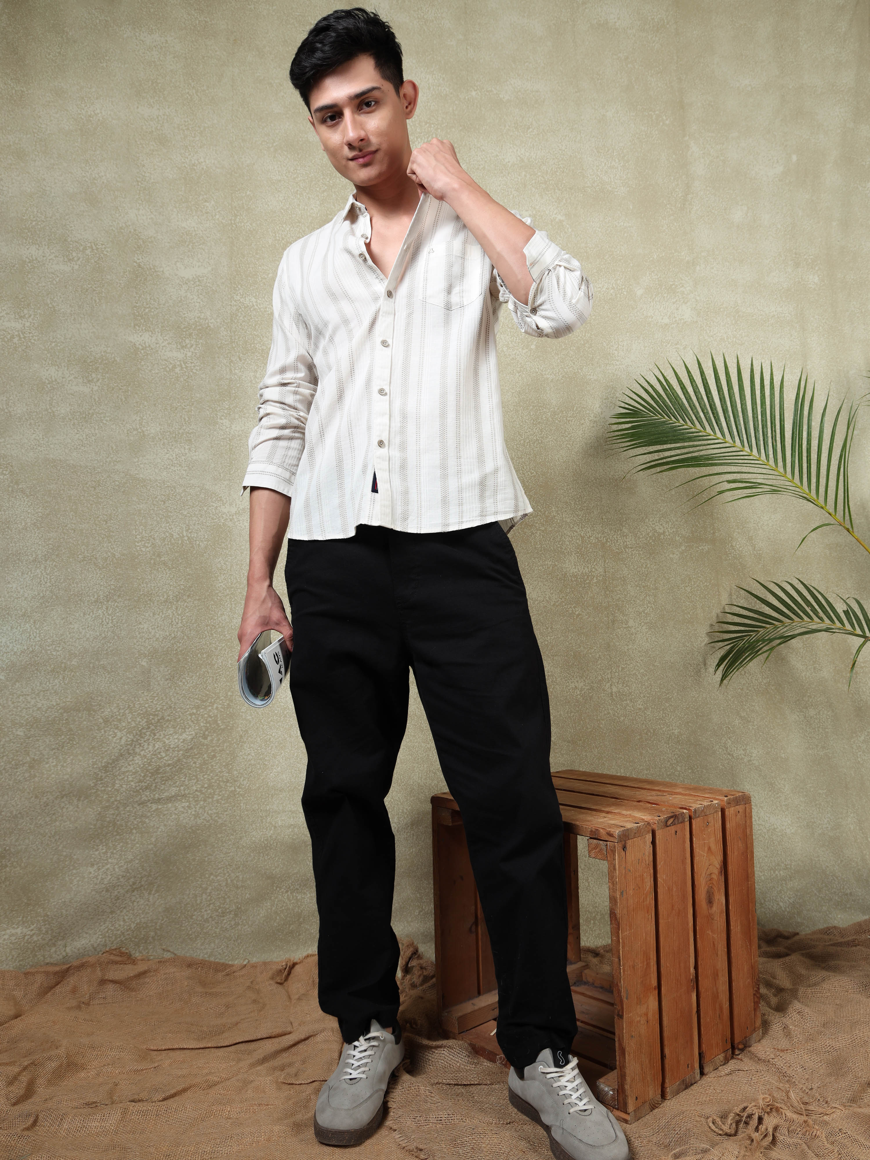 MEN'S NATURAL STRIPE SLIM FIT SHIRT