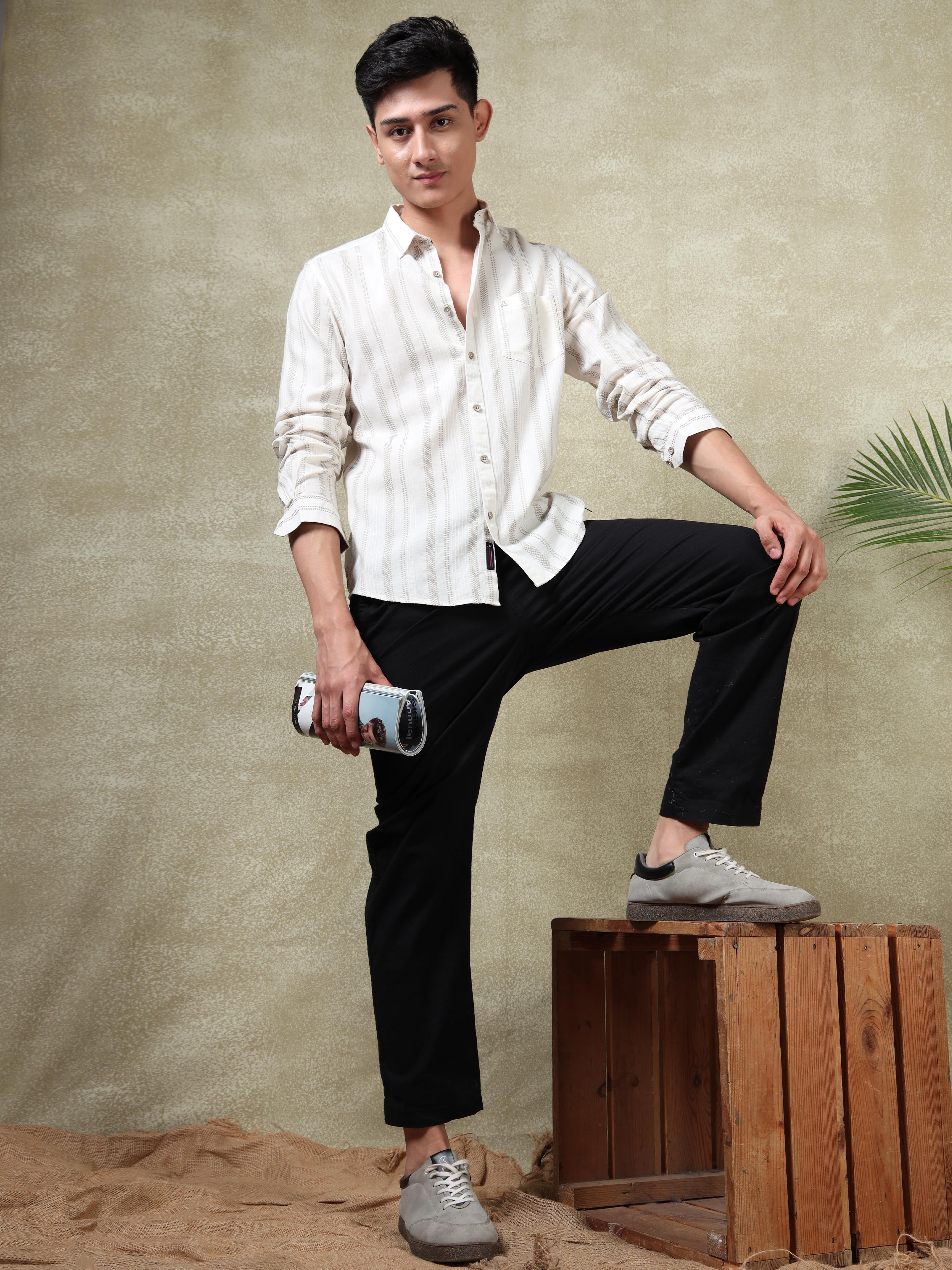 MEN'S NATURAL STRIPE SLIM FIT SHIRT