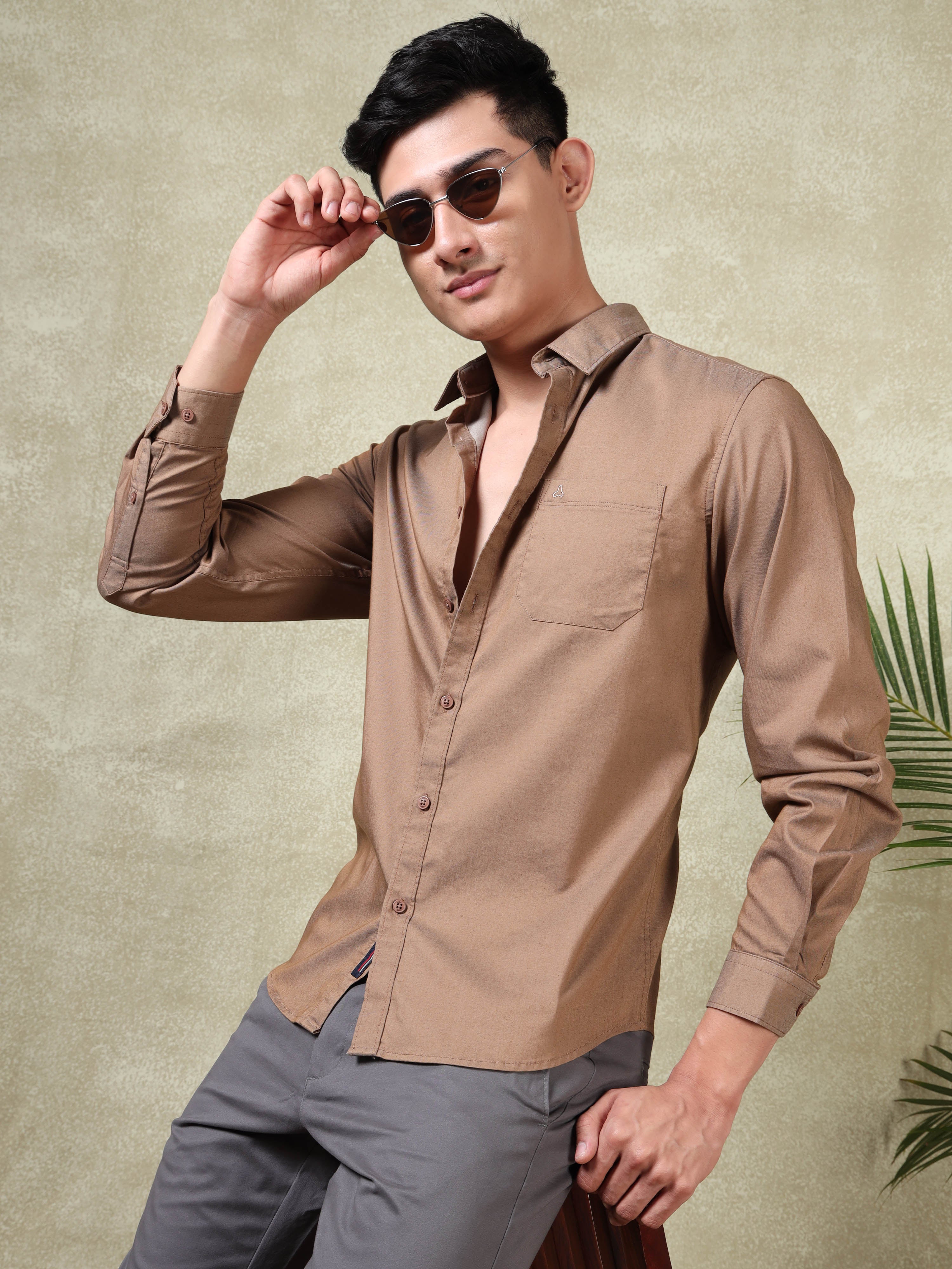 MEN'S COPPER SOLID SLIM FIT SHIRT