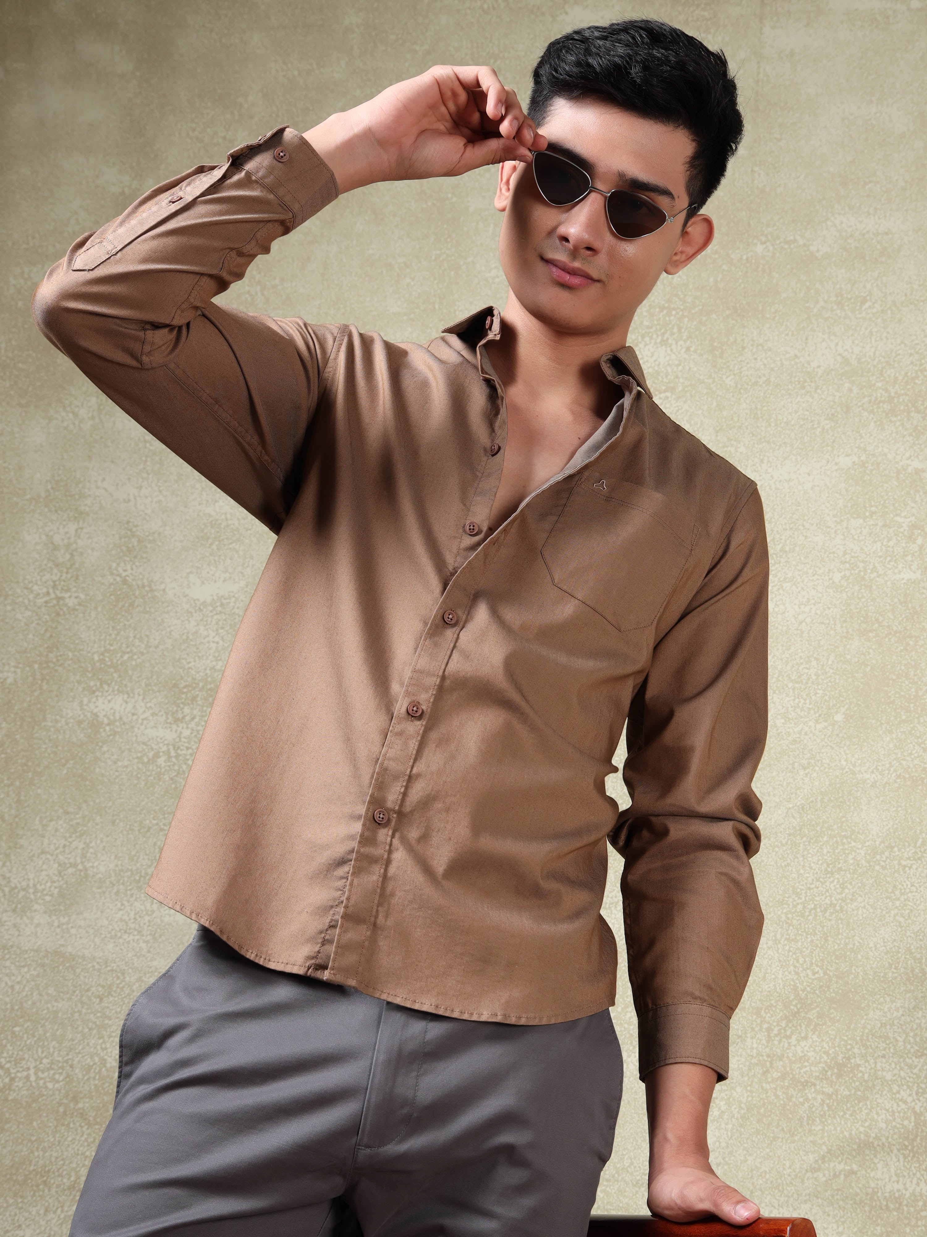 MEN'S COPPER SOLID SLIM FIT SHIRT