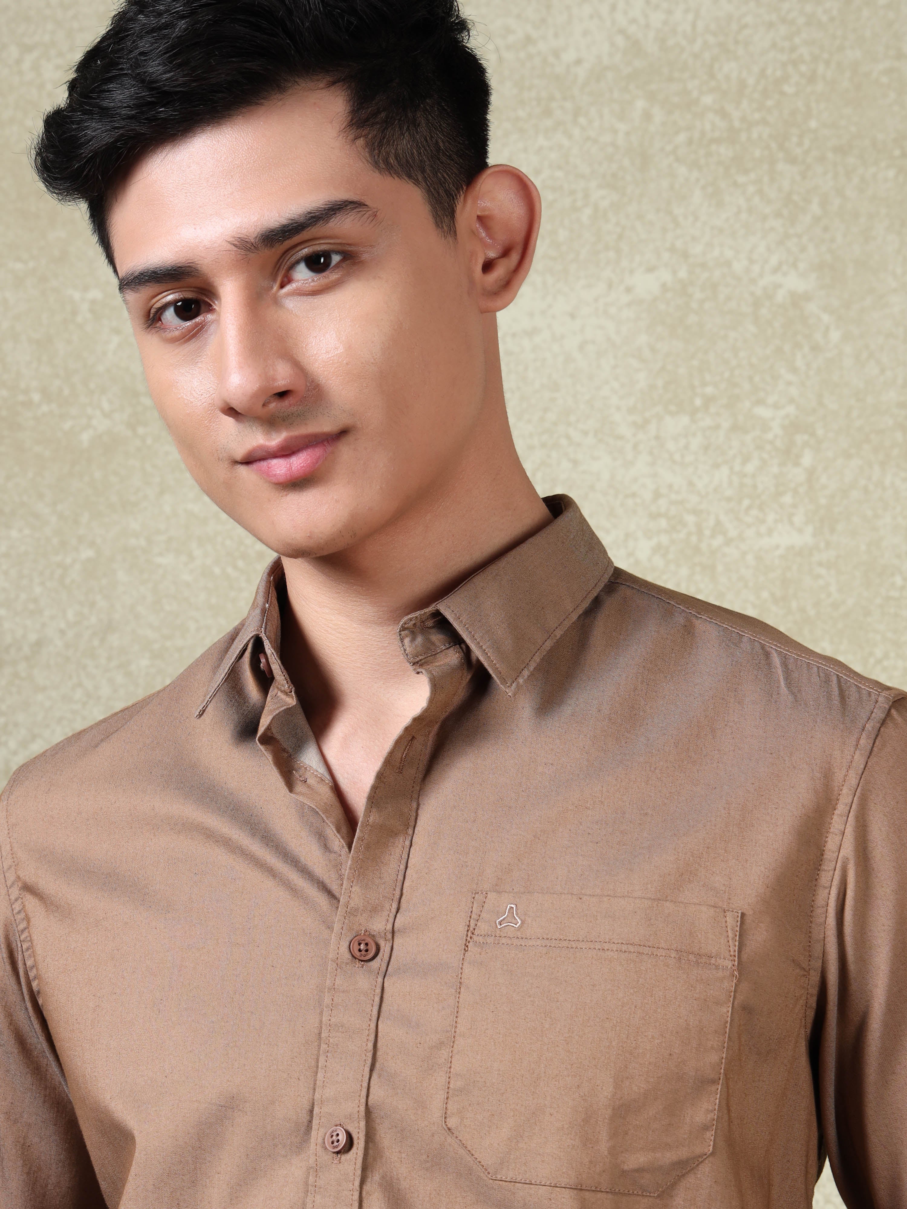 MEN'S COPPER SOLID SLIM FIT SHIRT