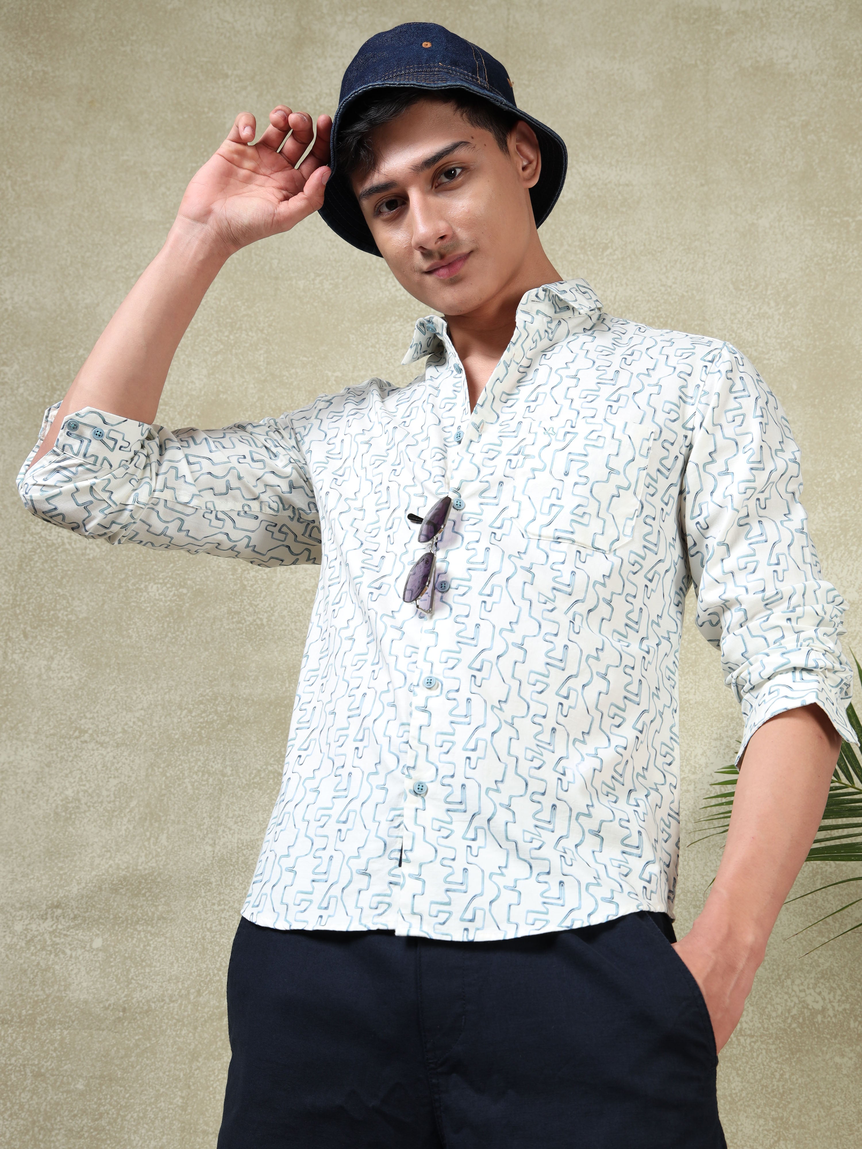 MEN'S BLUE PRINT SLIM FIT SHIRT