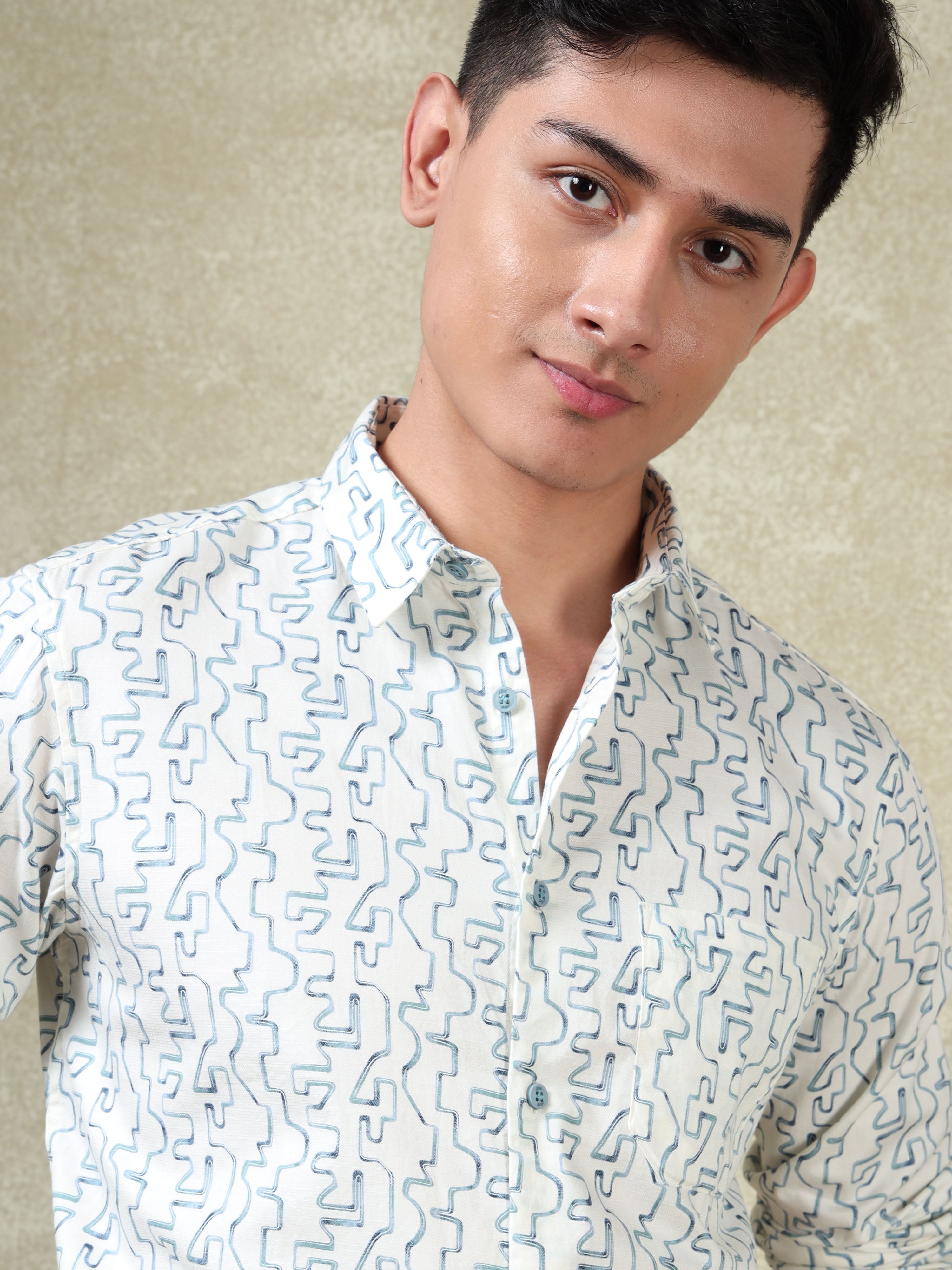 MEN'S BLUE PRINT SLIM FIT SHIRT