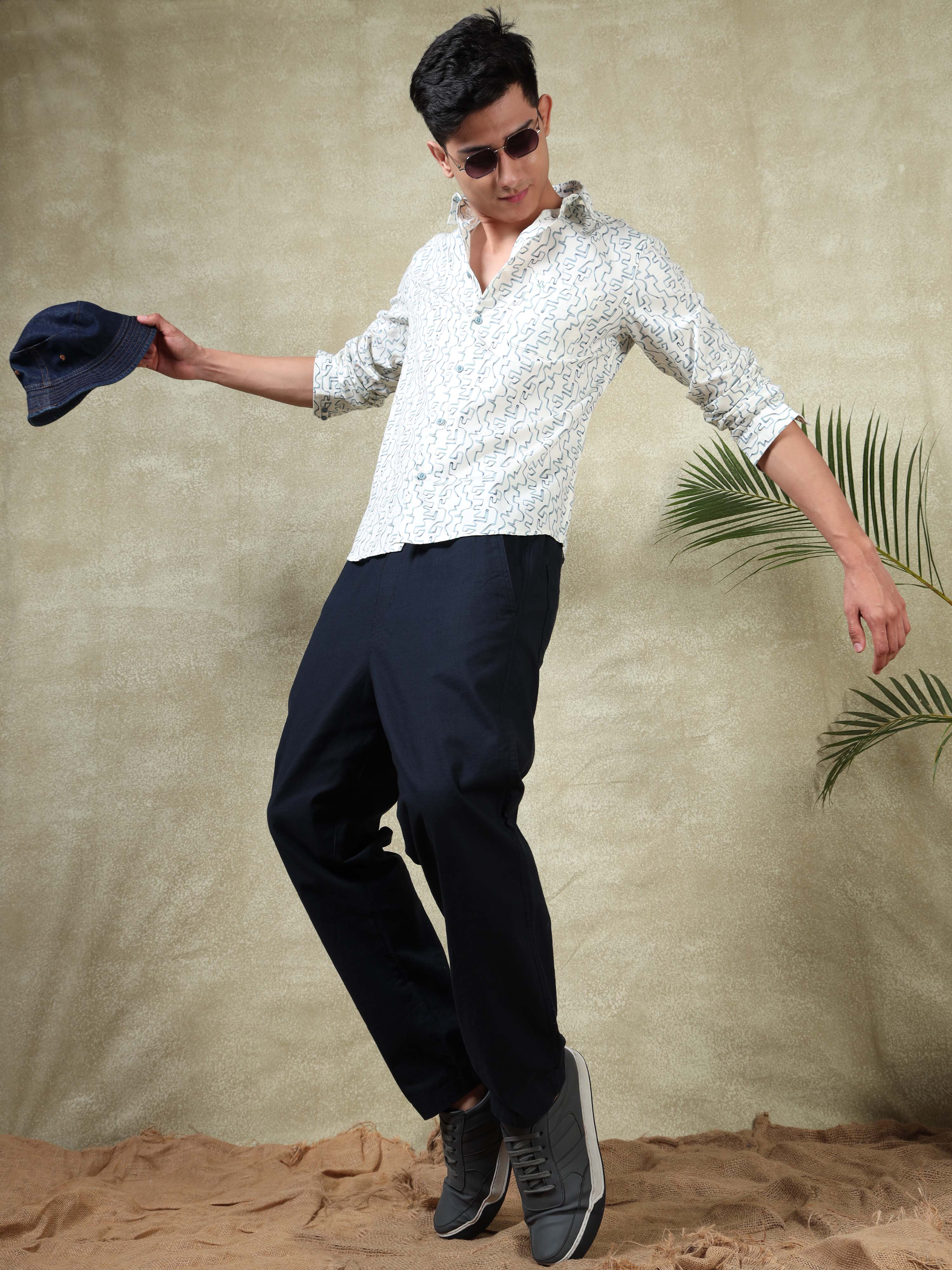 MEN'S BLUE PRINT SLIM FIT SHIRT