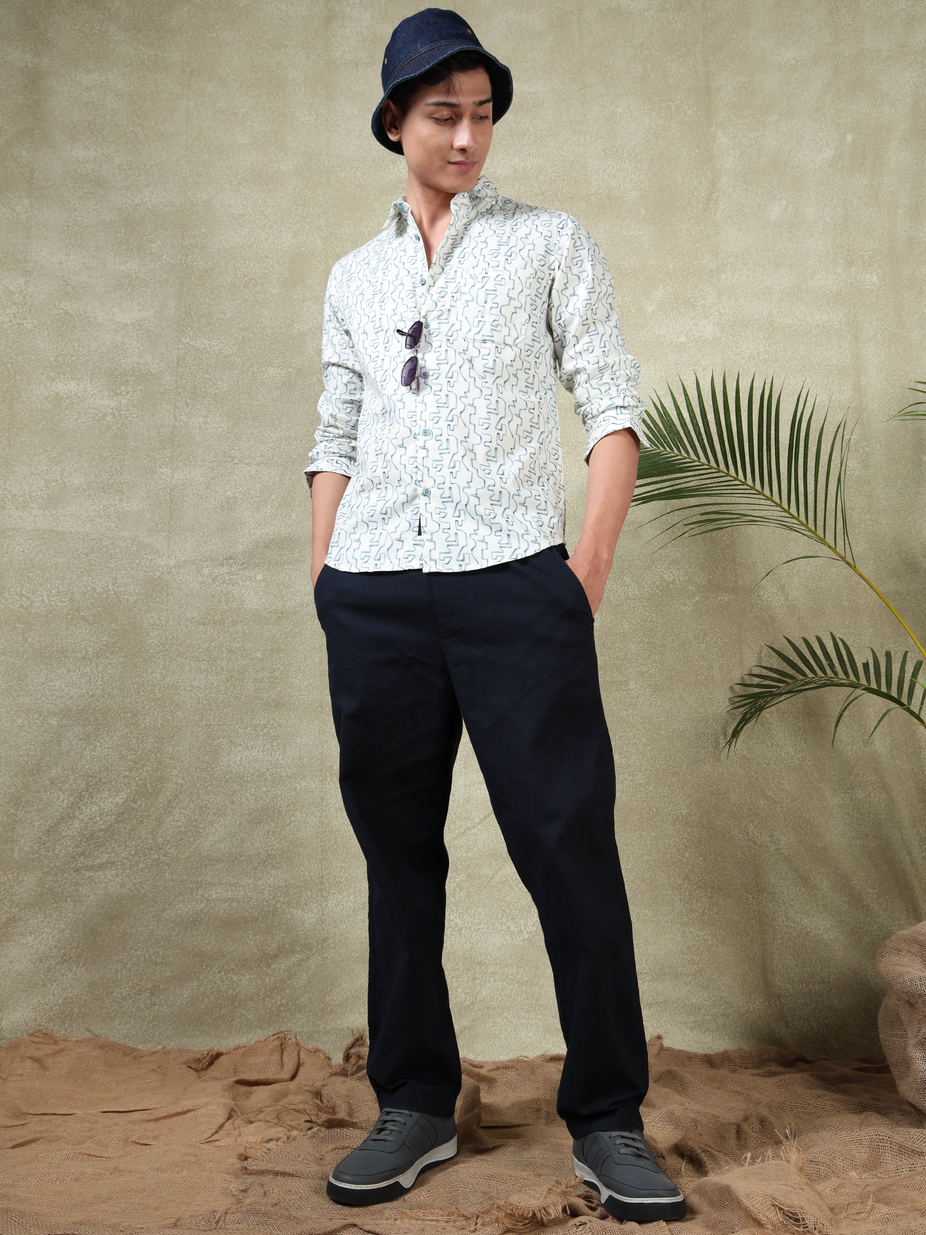 MEN'S BLUE PRINT SLIM FIT SHIRT