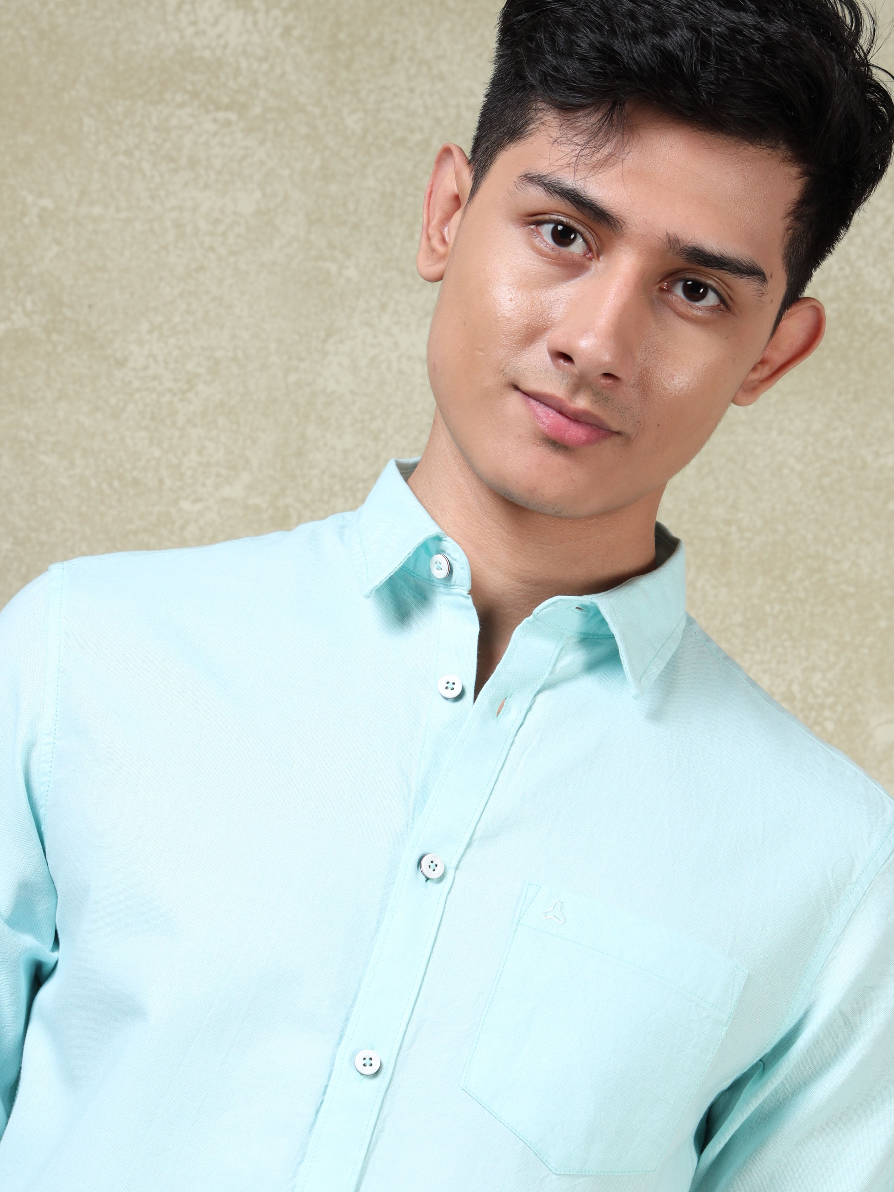 MEN'S TURQUOISE STRIPES SLIM FIT SHIRT