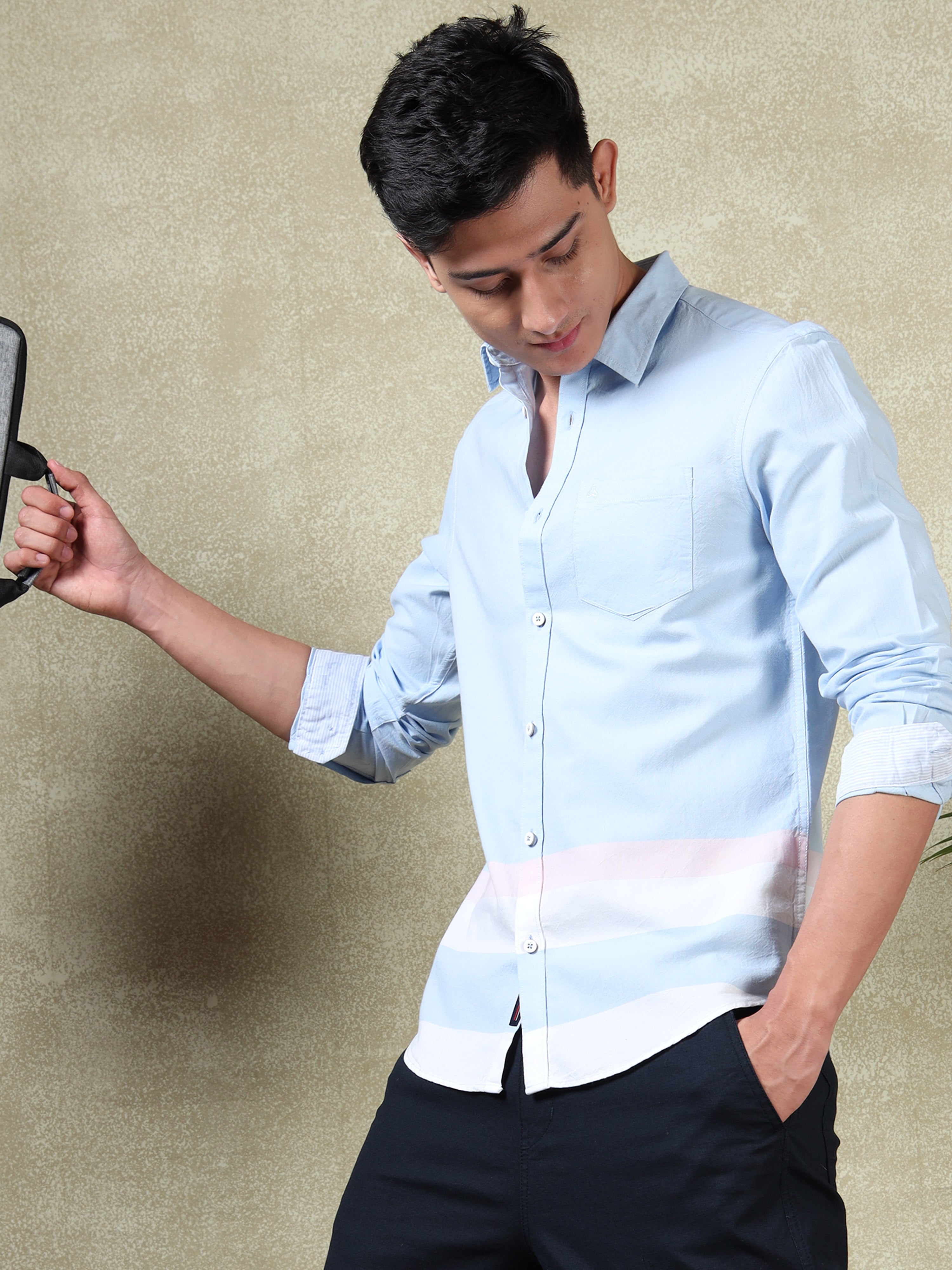 MEN'S BLUE STRIPES SLIM FIT SHIRT