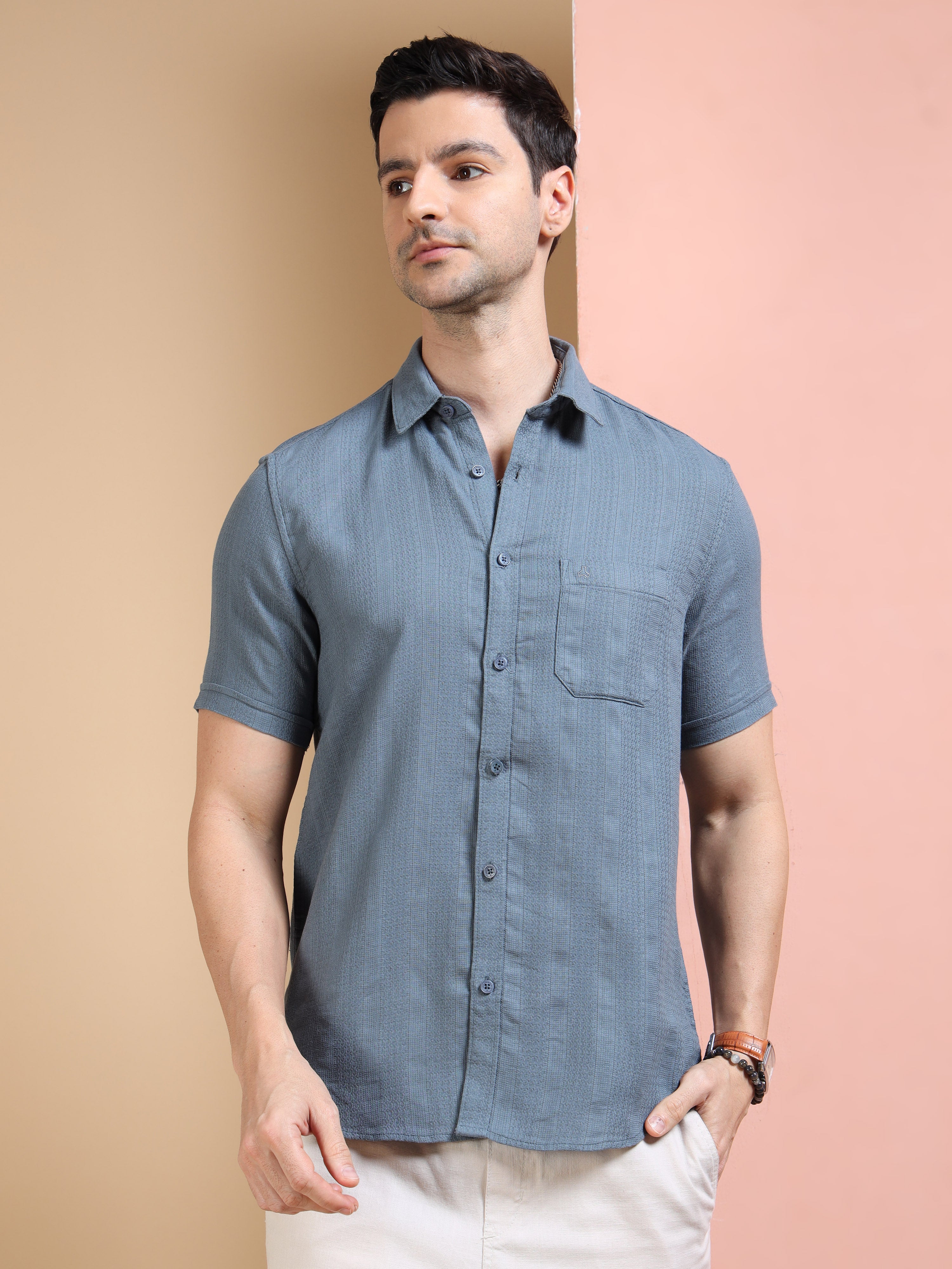 MEN'S BLUE STRIPE SLIM FIT SHIRT